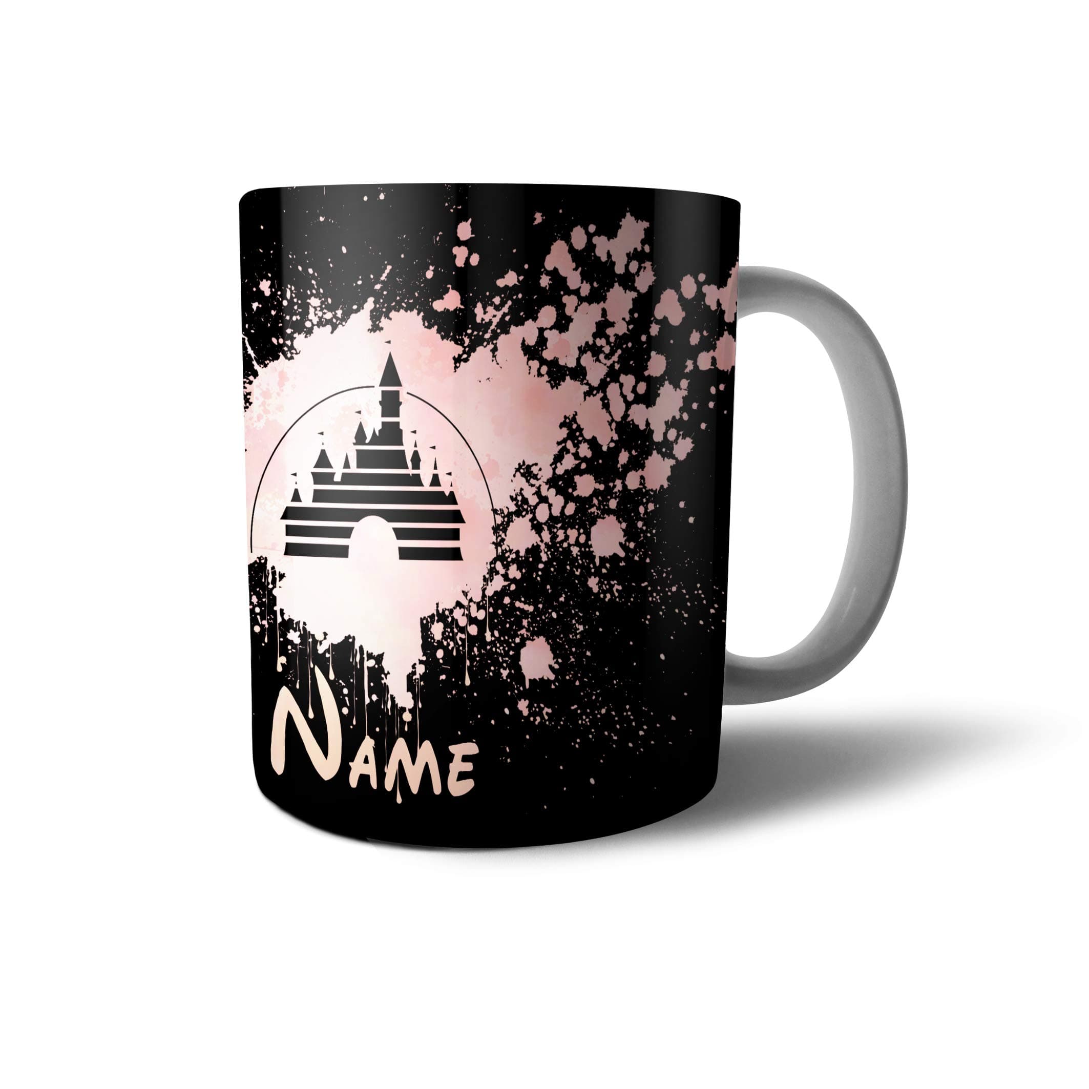 Personalised Name Initials Disney Castle Watercolor 10 oz Tea Coffee Mug Cup MugAT01P (10 OZ, Design 1)
