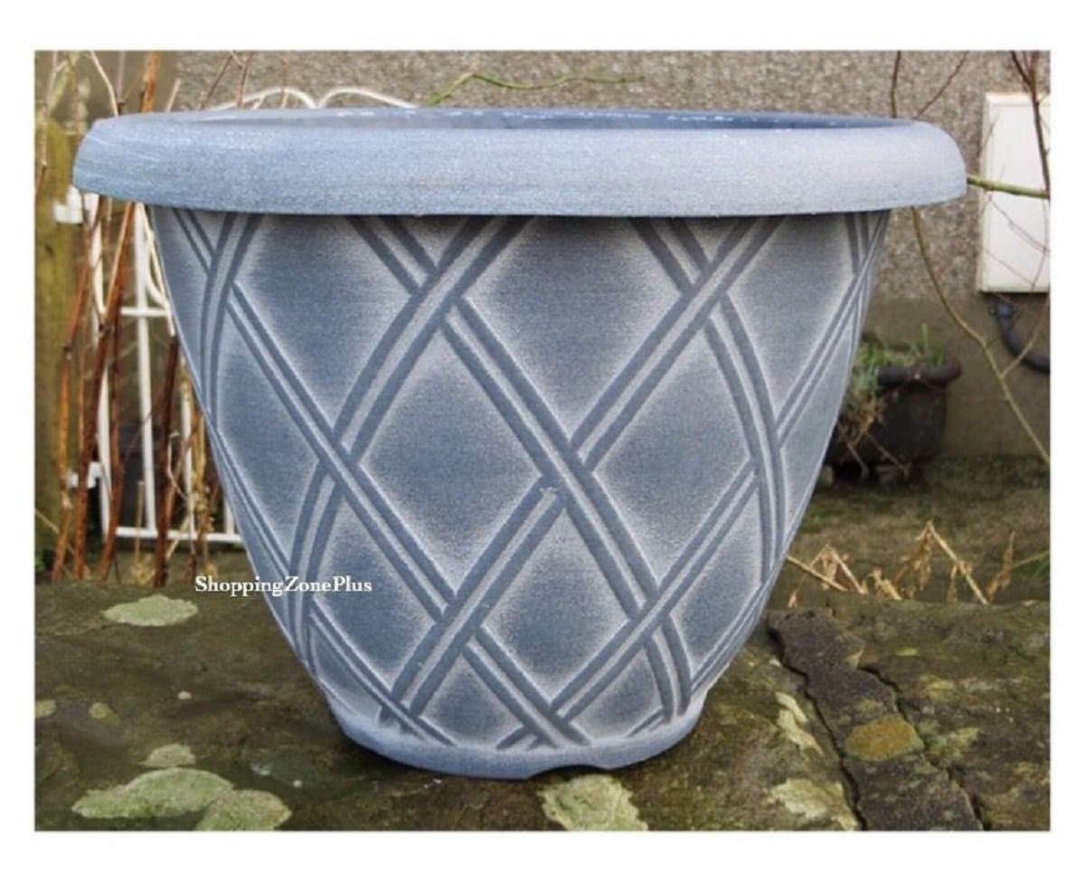 2 X LARGE 13" BELL LATICE PLANTER POTS PLASTIC GARDEN PATIO FLOWER PLANT POT NEW