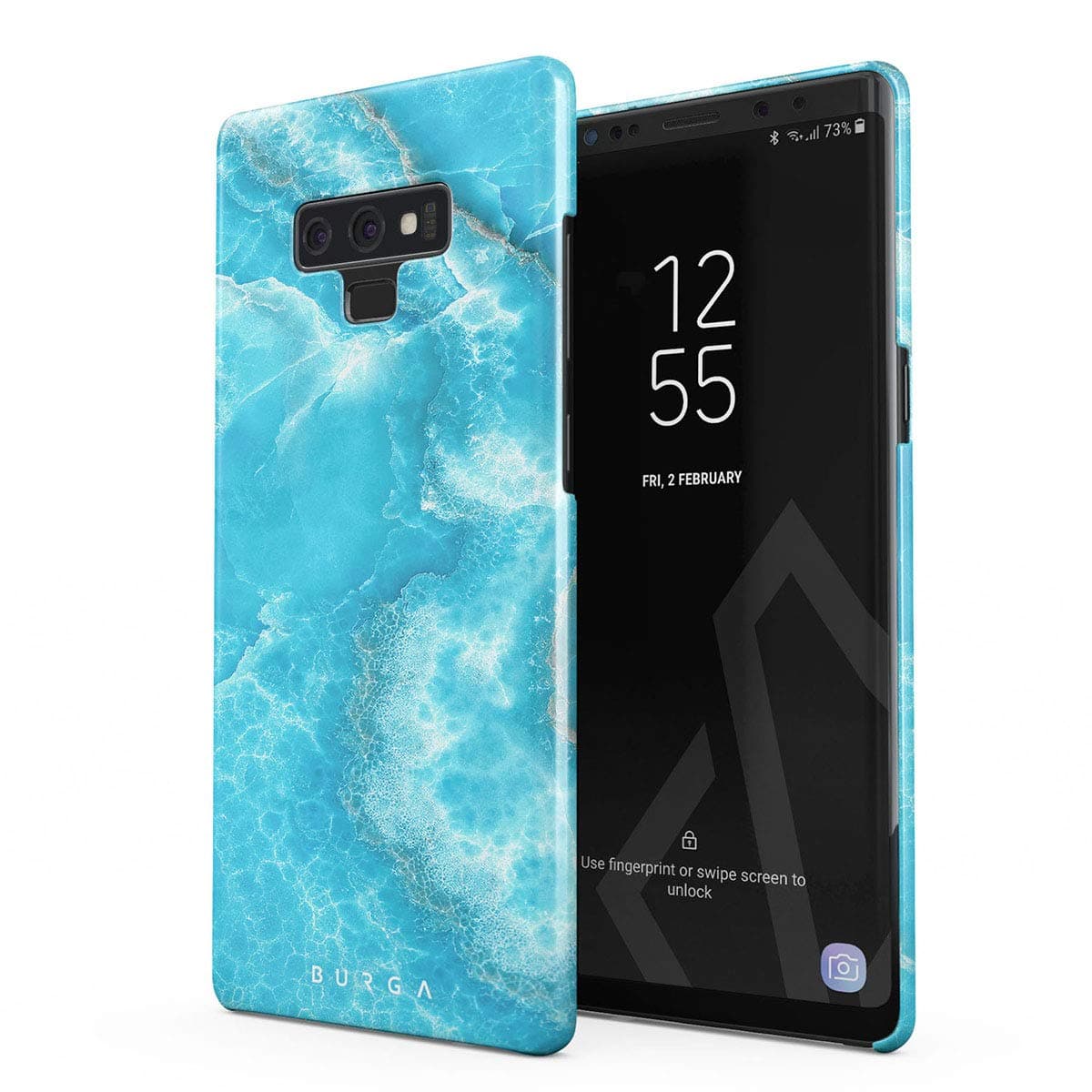 BURGA Phone Case Compatible With Samsung Galaxy Note 9 - Sky Blue Teal Marble Turquoise Azure Ocean Cute for Girls Sea Bright Stone Cute For Women Thin Design Durable Hard Plastic Protective Case