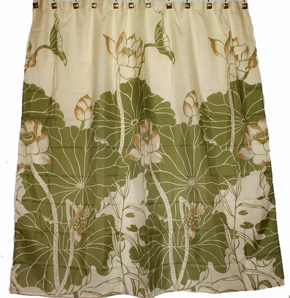 Hawaii Theme 100% Polyester Fabric Shower Water Lily Flower