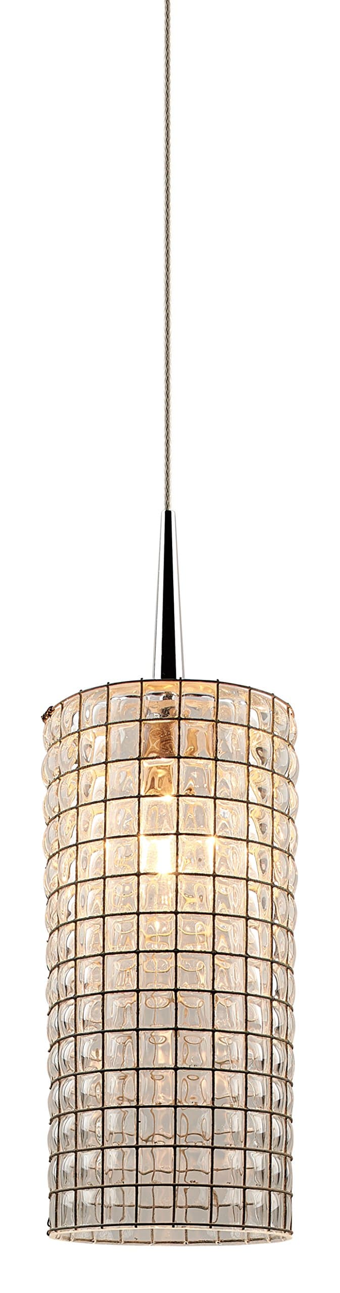 Bruck Lighting 221113ch/MP Sierra 1 1-Light Low Voltage Pendant with 4" Canopy Finish Glass Shade, Chrome, Clear with Wire Mesh