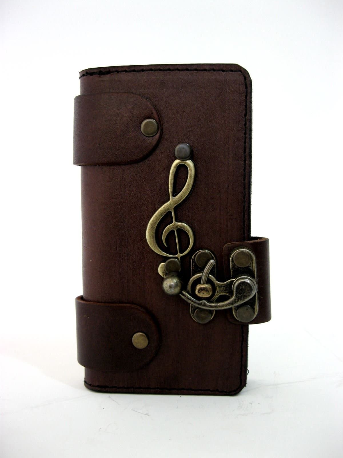 Handmade vegetable leather iphone 5SE cover treble clef emblem