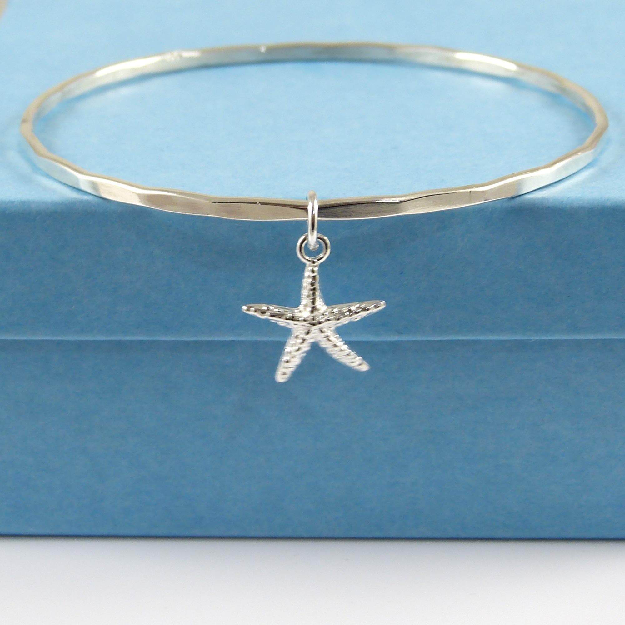 Sterling Silver Starfish Bangle - Gift Boxed - Ready to Ship - Small, Medium or Large