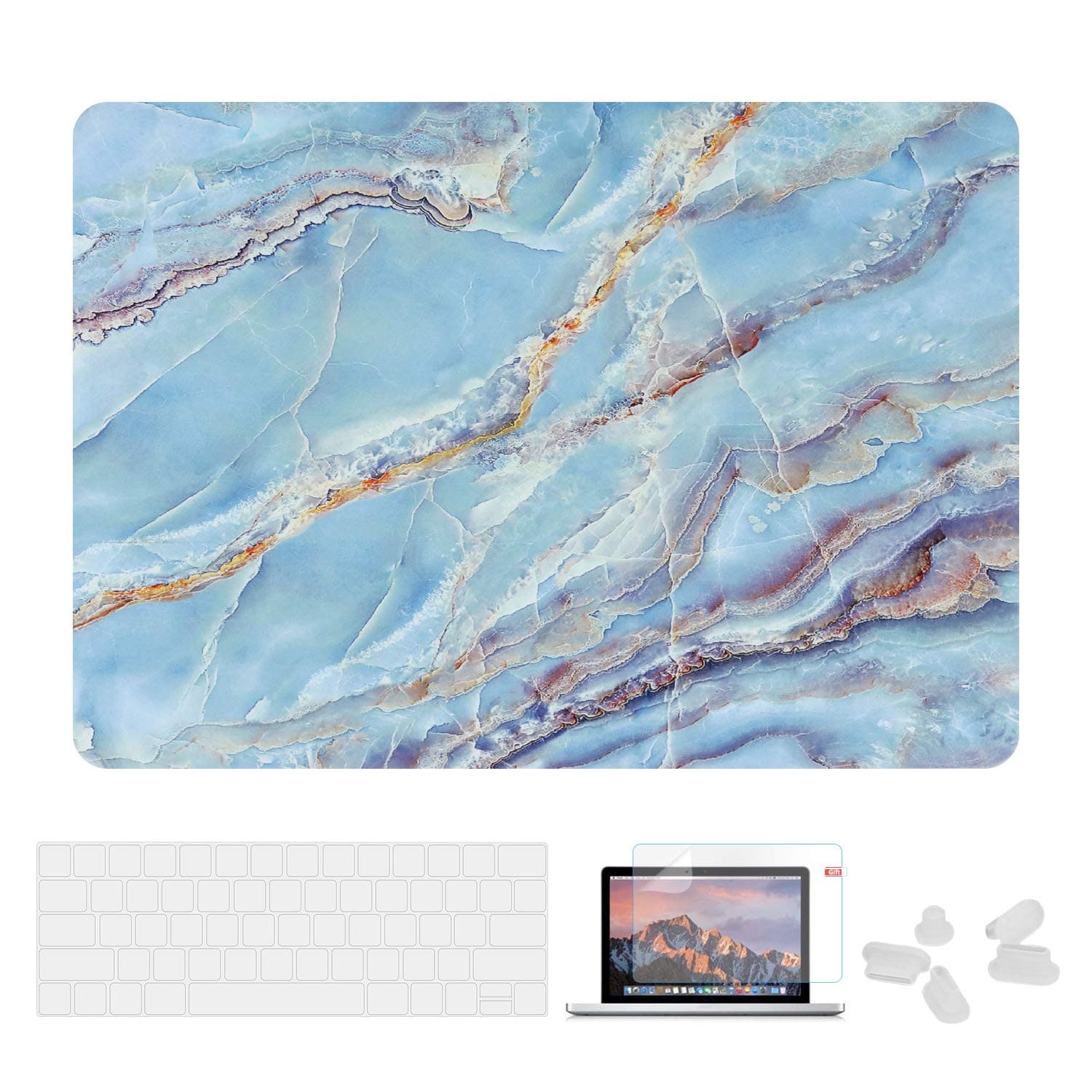 Utryit Laptop Case for Old MacBook Pro 13" Retina (2012-2015) Marble Hard Case Cover and Keyboard Cover for A1502 / A1425 (PJH-011)