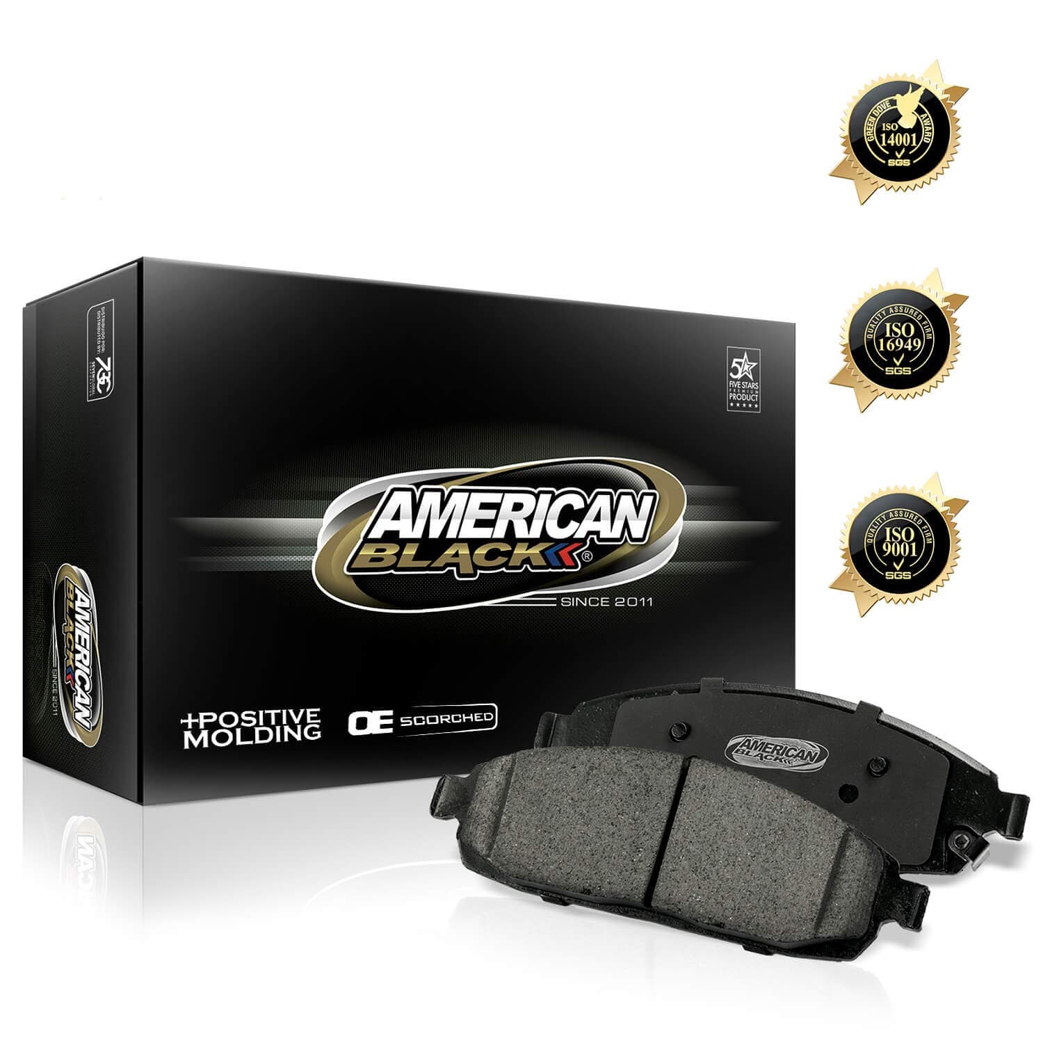 American Black ABD847C Professional Ceramic Front Disc Brake Pad Set Compatible With Mercedes-Benz C230 C240 C32 AMG C320 C350 C55 AMG & Others - OE Premium Quality - Perfect fit, QUIET and DUST FREE