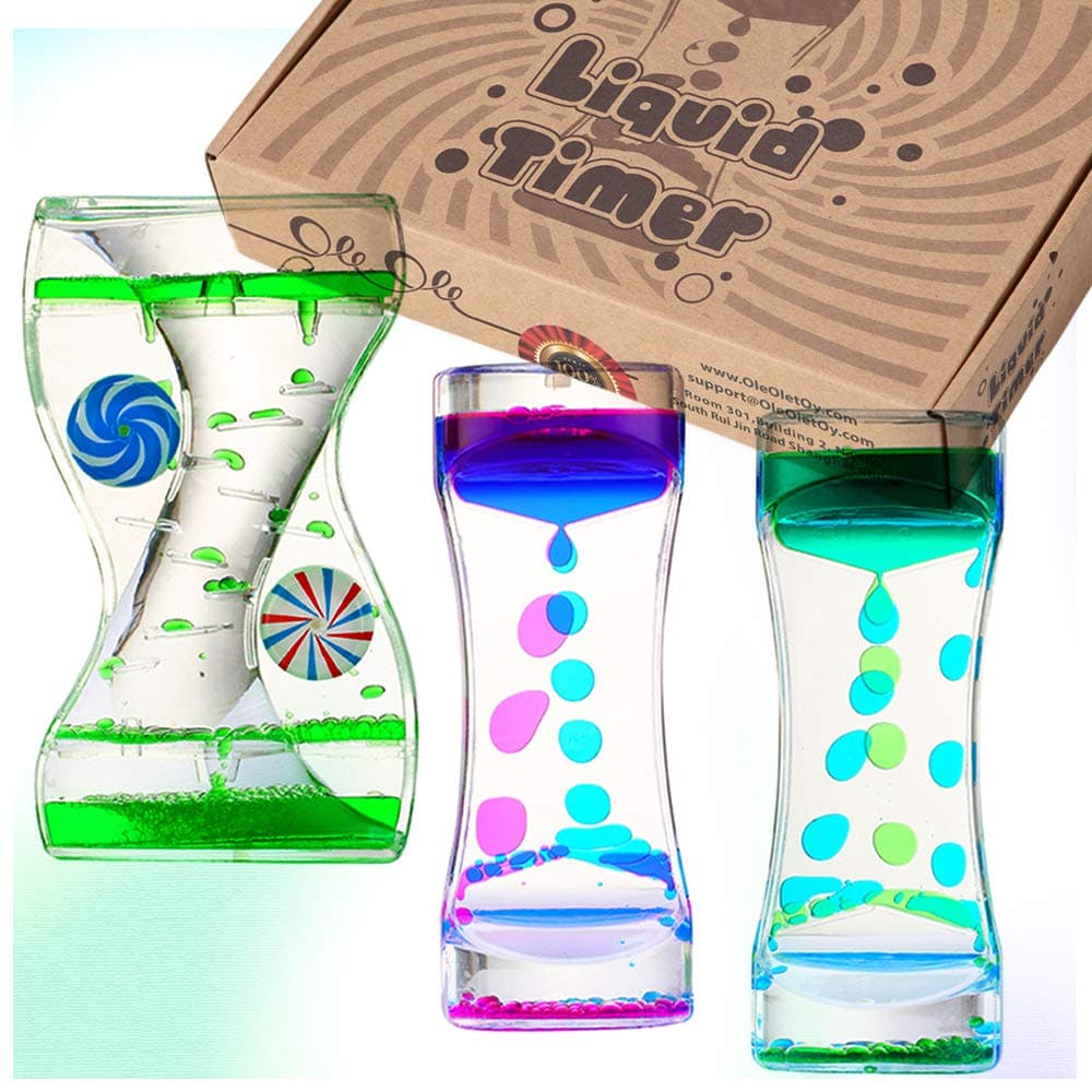 3 Pack Liquid Motion Timer - Funny Sensory Toy for Relaxation - Floating Color Lava Lamp Timer - Incredibly Effective Calming Toy for Kids & Relaxing Liquid Bubbler Timer for Adults