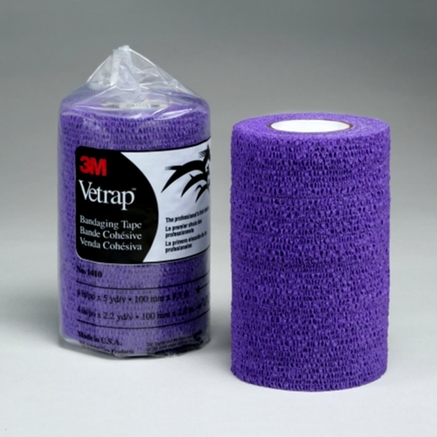 3m Vetrap 10cm x 4.5m. Pack x 4 Bandages. Cohesive Horse Wrap (Purple)