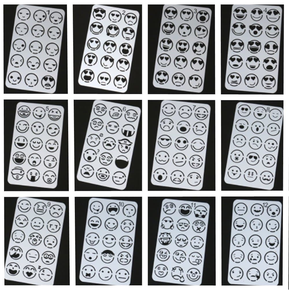 Buyby 12PC Emoji Expression Stencils Drawing Template 18X10.3cm (12 Pack)