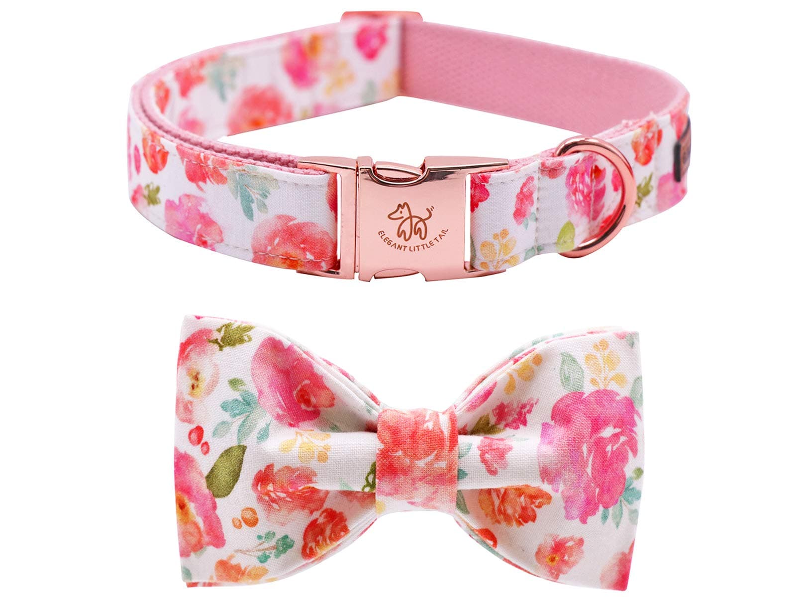 Elegant little tailDog Collar with Bow, Cotton & Webbing, Bowtie Dog Collar, Adjustable Dog Collars for Small Medium Large Dogs and Cats