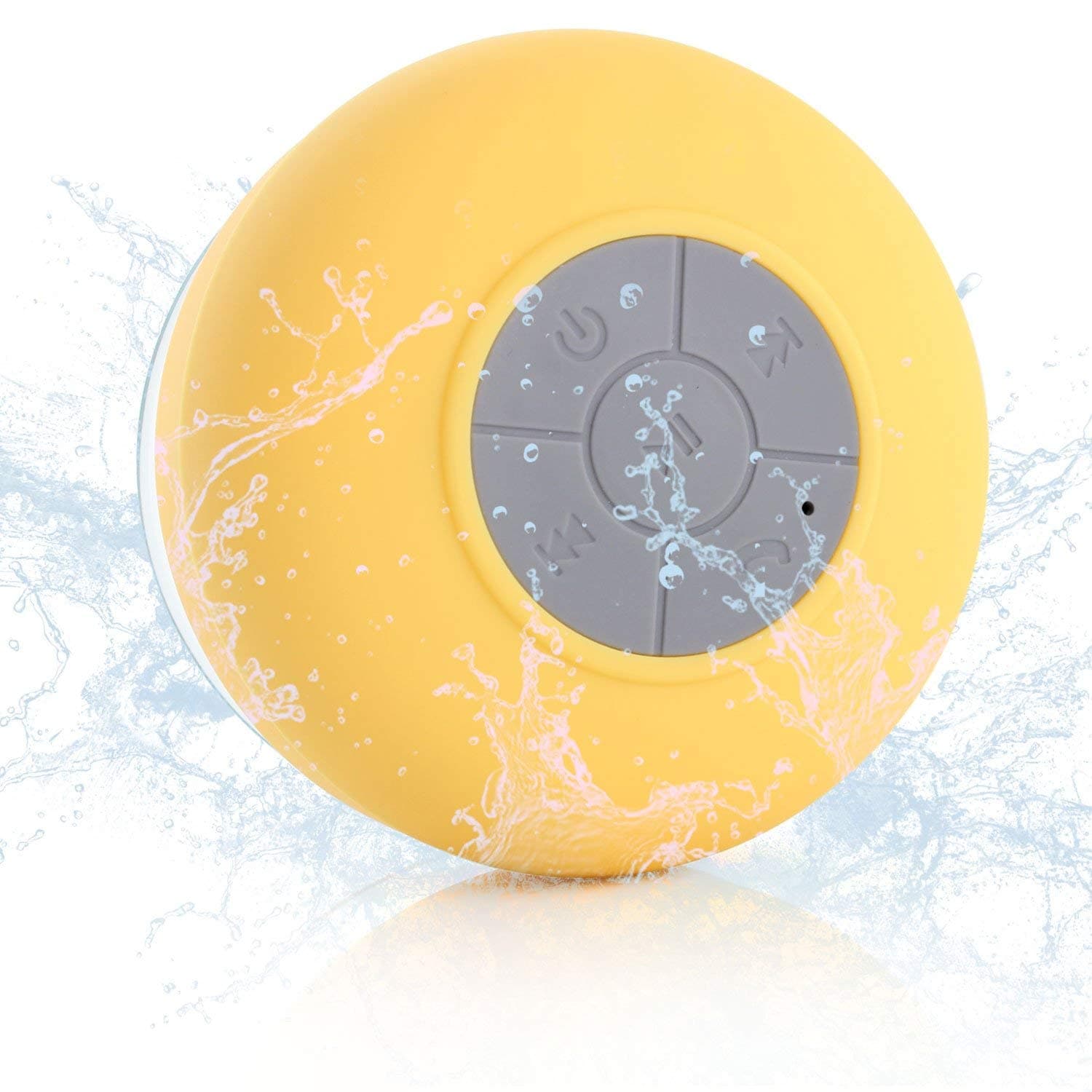 Mini Shower Speaker,Yingron Waterproof Bluetooth Shower Speakers Pool Wireless Portable Speaker with Suction Cup Handsfree, Up to 4-Hour Playtime, Built-in Microphone for Calls(Yellow)