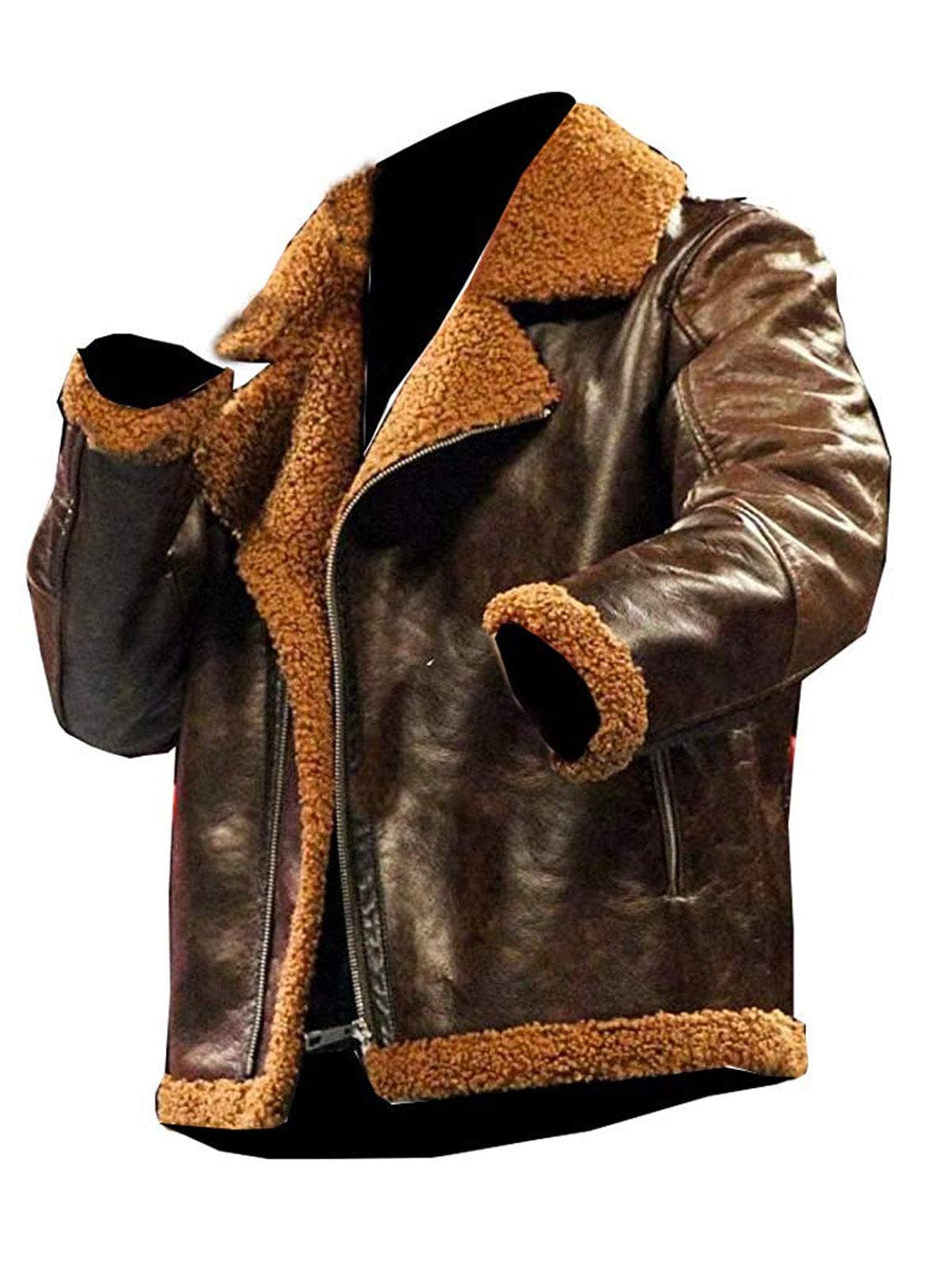 Hot Topic Super Star Bomber Brown Fur Leather Jacket