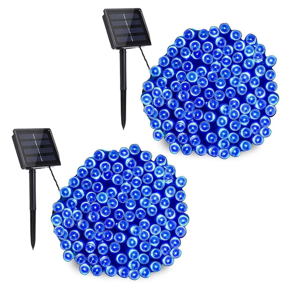 Toodour Solar String Lights, 2 Packs 72ft 200 LED 8 Modes Outdoor String Lights, Waterproof Solar Fairy Lights for Garden, Patio, Fence, Holiday, Party, Balcony Decorations (Blue)