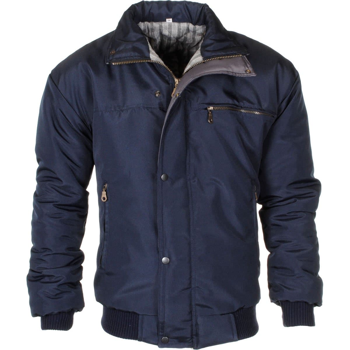 Raiken Men's Sky Diver Bomber Warm Padded Jacket Check Lined Work Winter Coat Size Navy XL