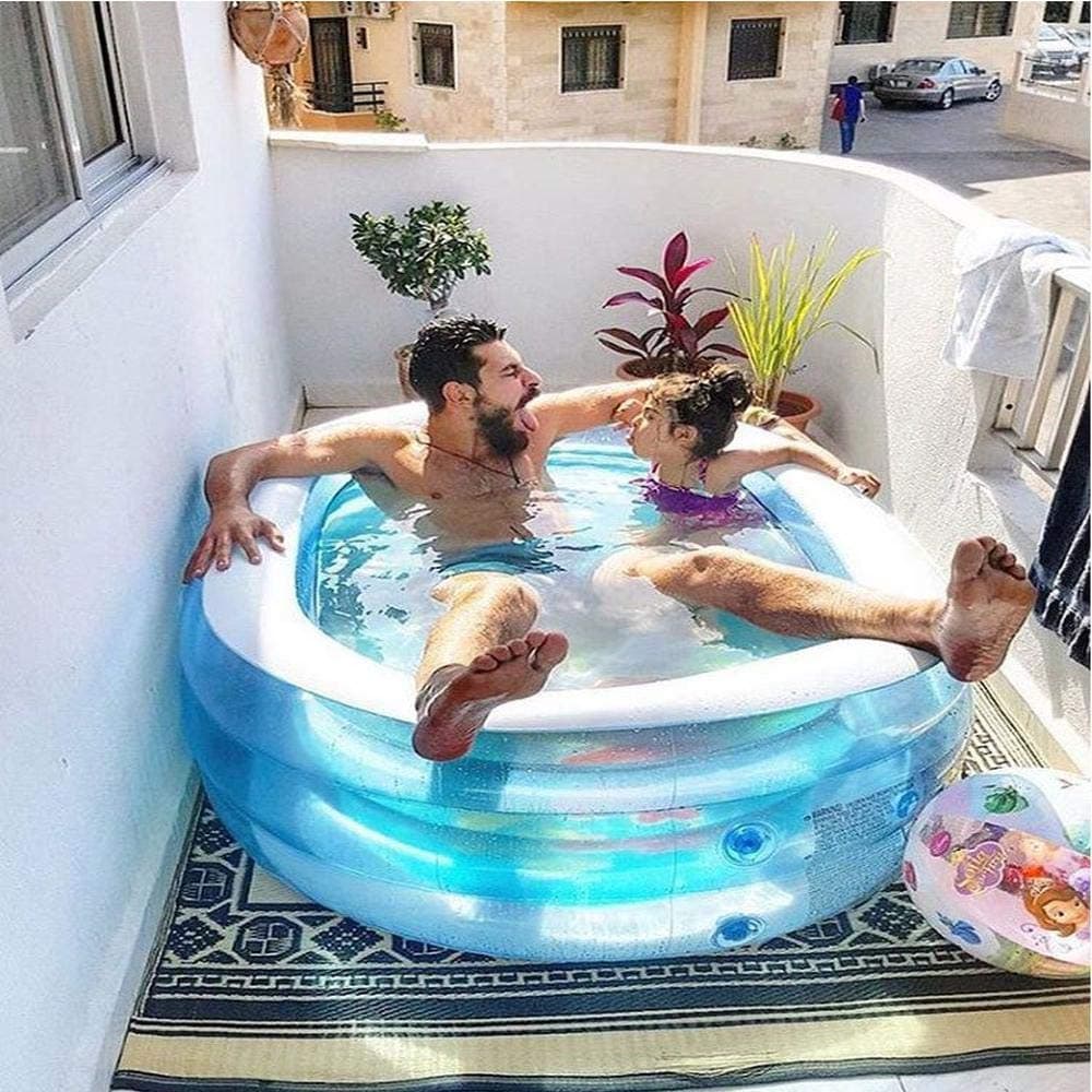 Summer Oval Blue Whale Pool Children's Inflatable Pool, Oversized Thick Family Bath Double Inflatable Tub Play Pool Tub Sand Pool, Suitable For Indoor Outdoor Garden - 163 * 107 * 46cm A