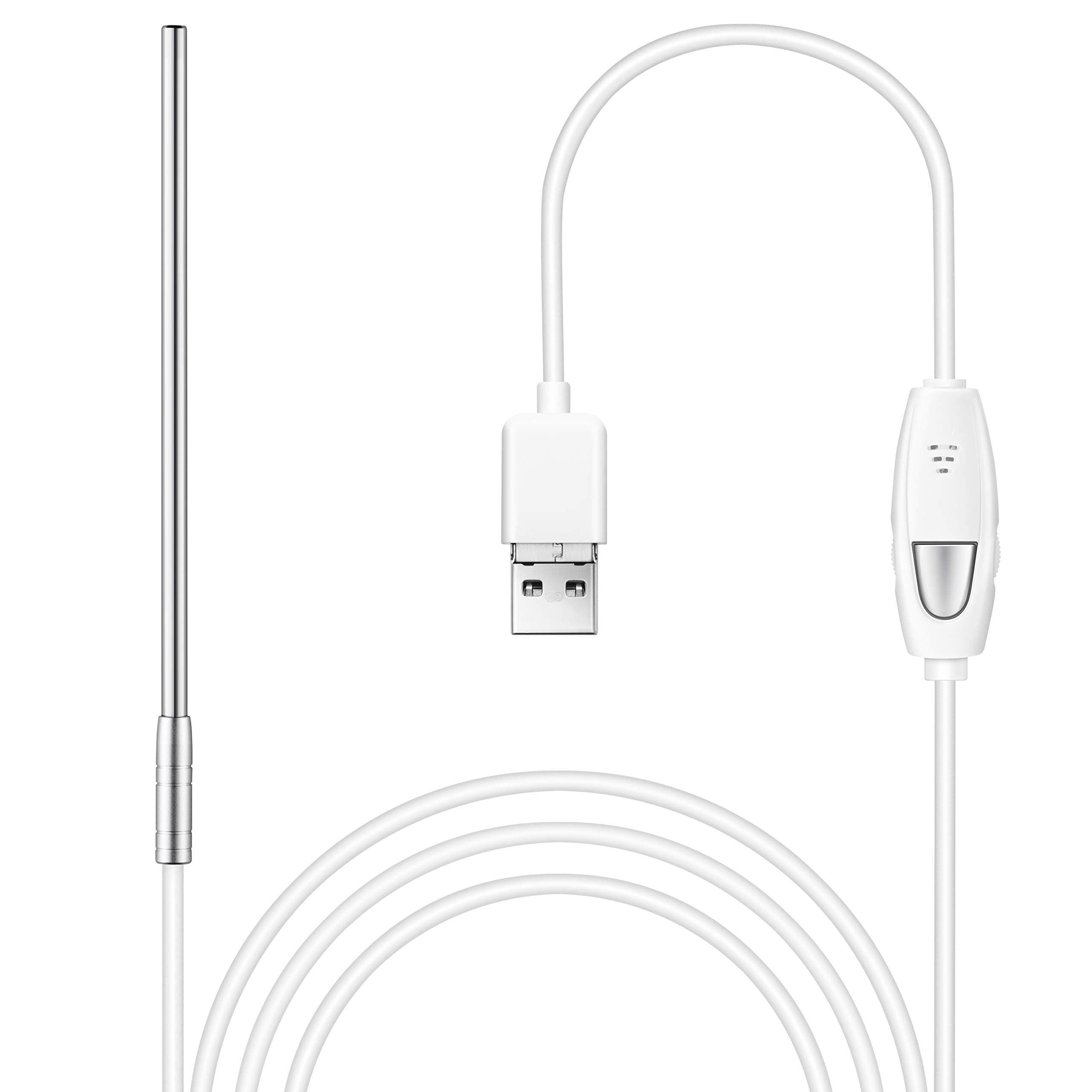 Ear Endoscope,USB Microscopes,Borescope,Otoscope Inspection Camera 3in 1 USB Waterproof 6 Adjustable LED Lights 1.3MP 720 HD OTG and UVC Function for Android/PC/Android Pad,White