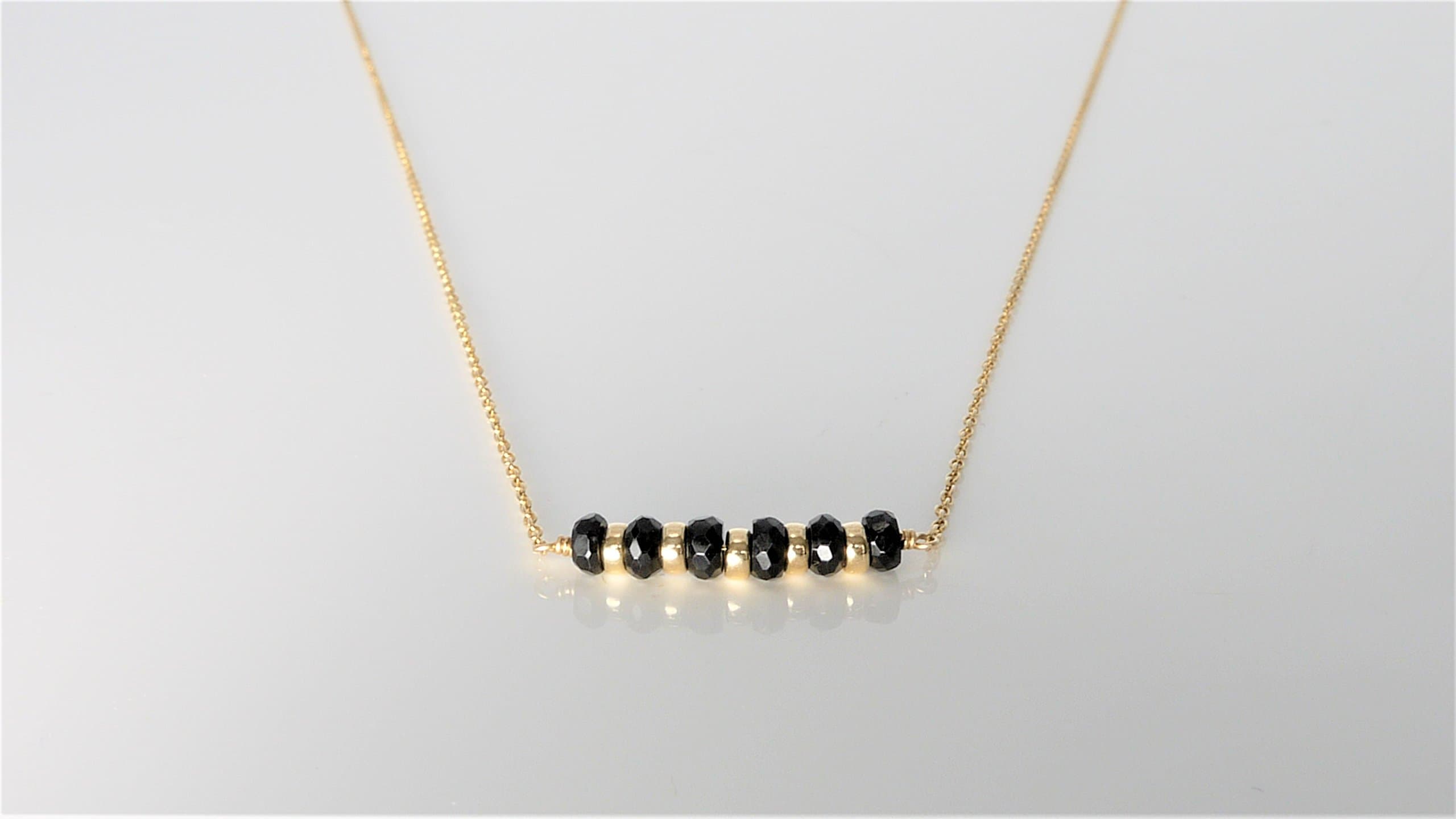 Black Spinel Bar Necklace - Any Length