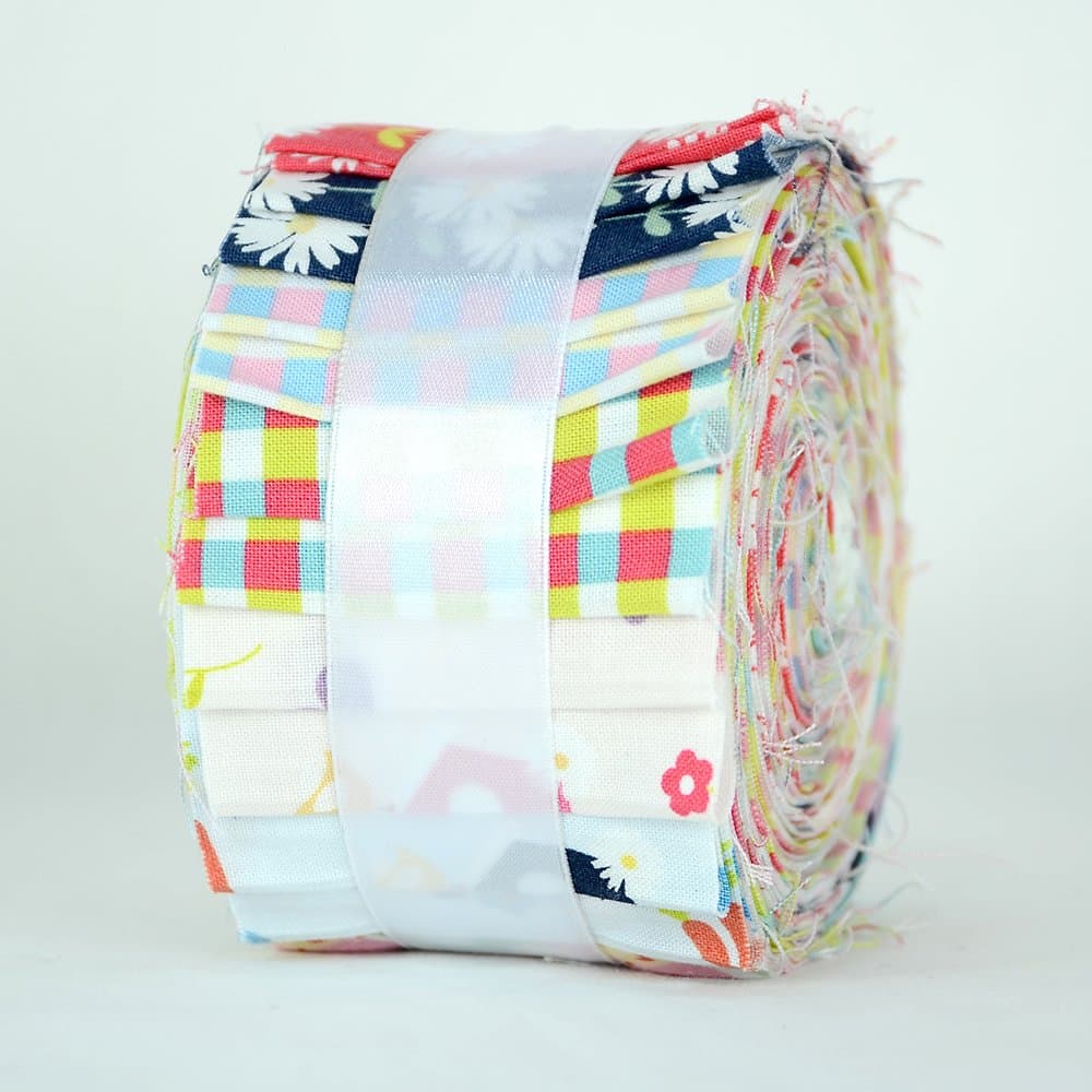 100% Cotton Jelly Roll Fabric Material for Quilting, Patchwork, Crafts, Sewing Vegetable Patch - Pack of 20 Strips (2.5 inch Width x 42 inch Length)