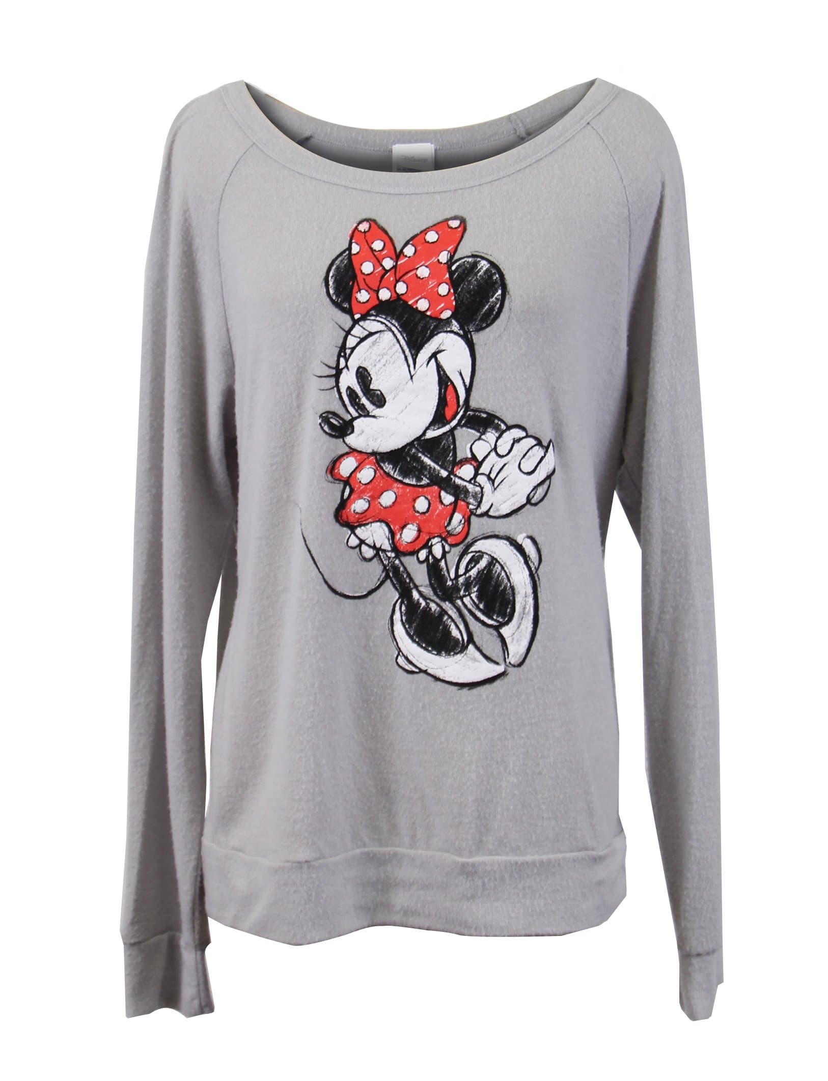 Women Minnie Mouse Soft Stretchy Grey Lightweight Sweatshirt
