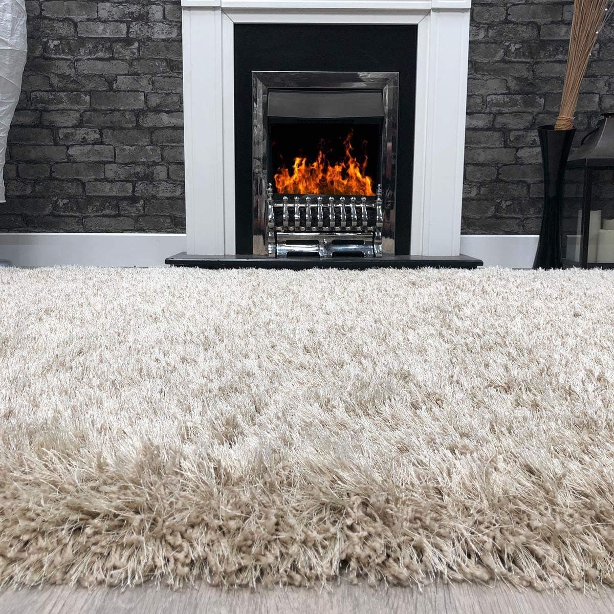Modern Style Rugs for Living Room Thick Dense Next Style Quality Home Floor Shaggy Shag Pile Rug (Light Mink, 120x170cm)