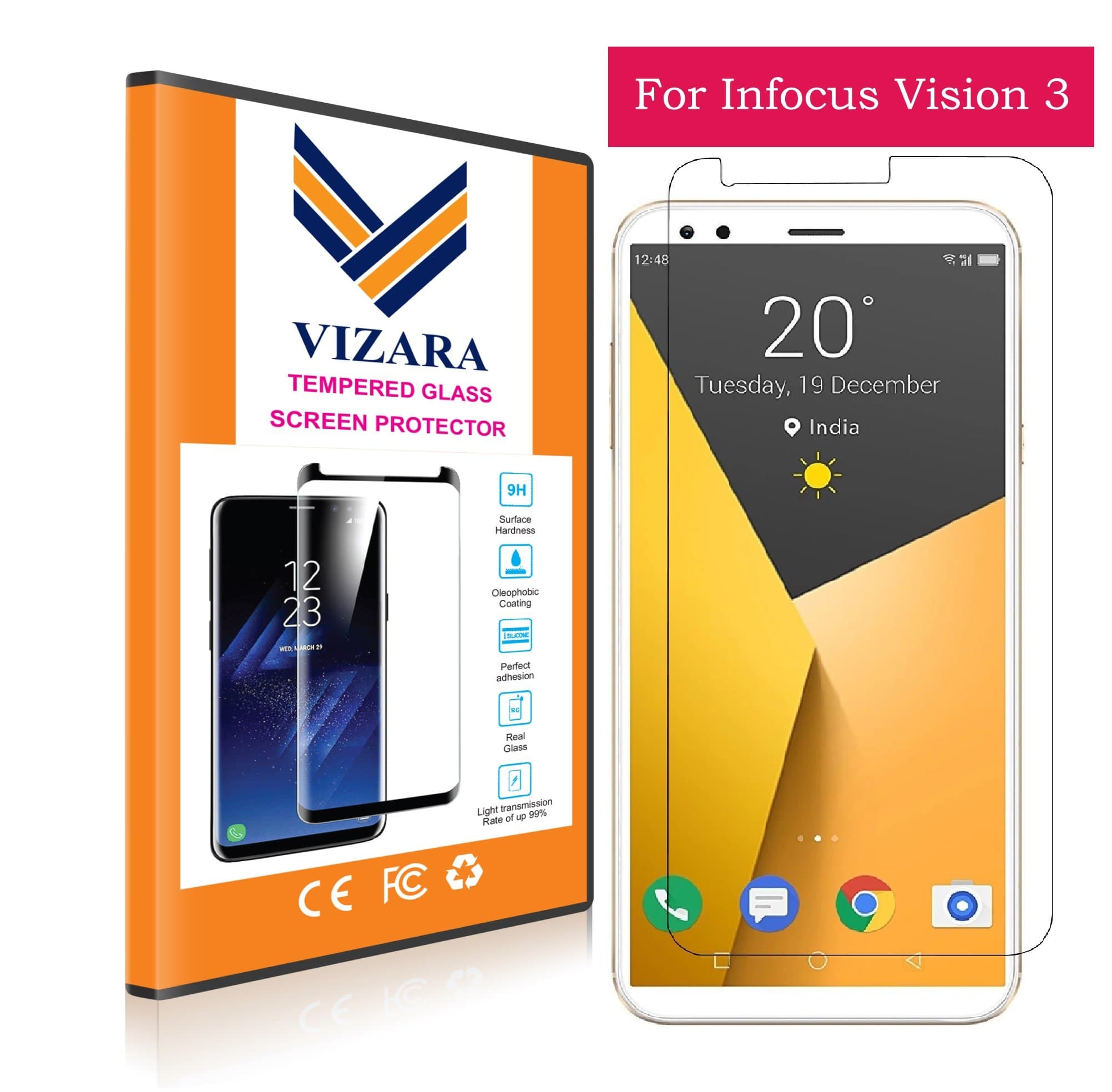 VIZARA 2.5D 0.3mm 9H Flexible Gorilla Guard Tempered Glass for InFocus Vision 3