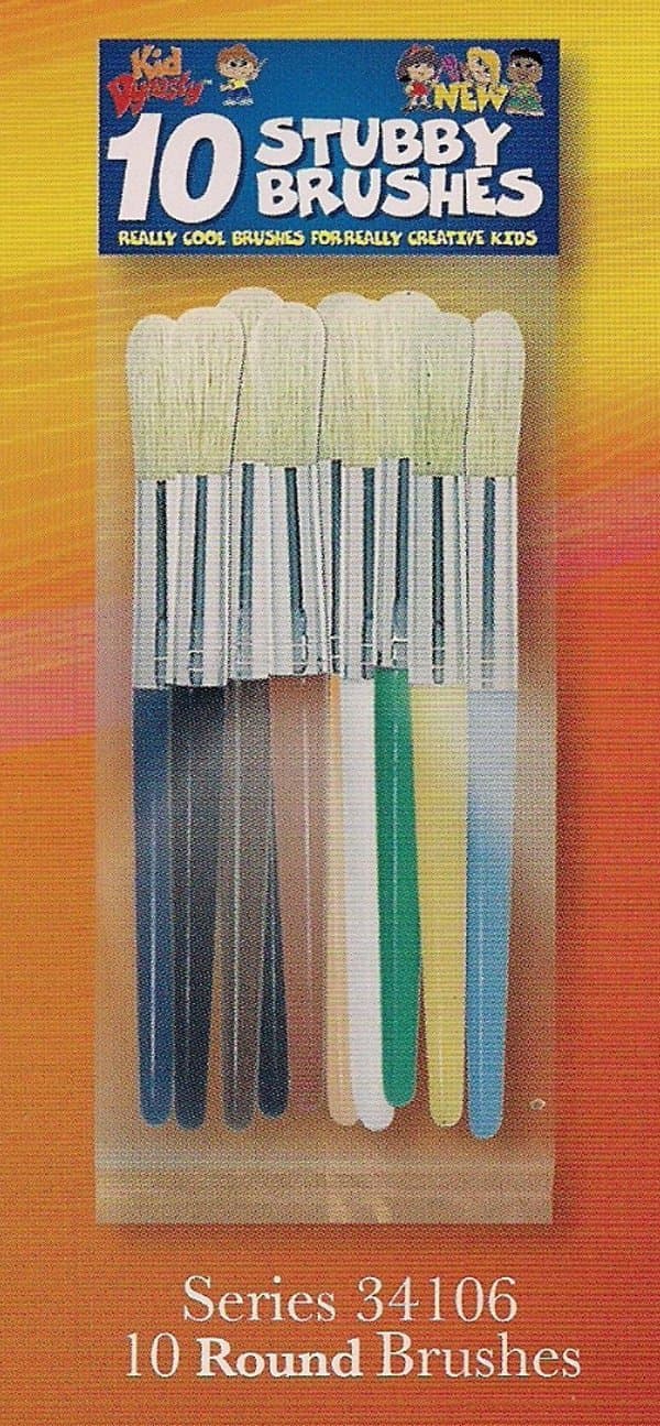 Kid Dynasty Brush Series - 10 Multi-Colored Round Stubby Brushes (Short Handle)