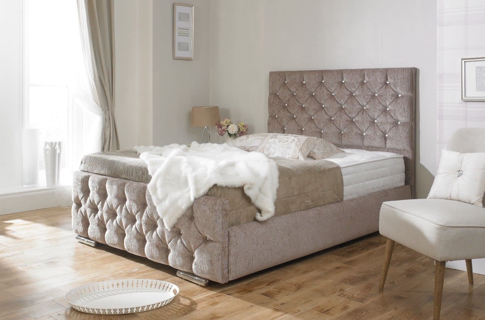LayLowBeds Monoco Chenille Fabric Upholstered Storage Bed - 7 Colours!