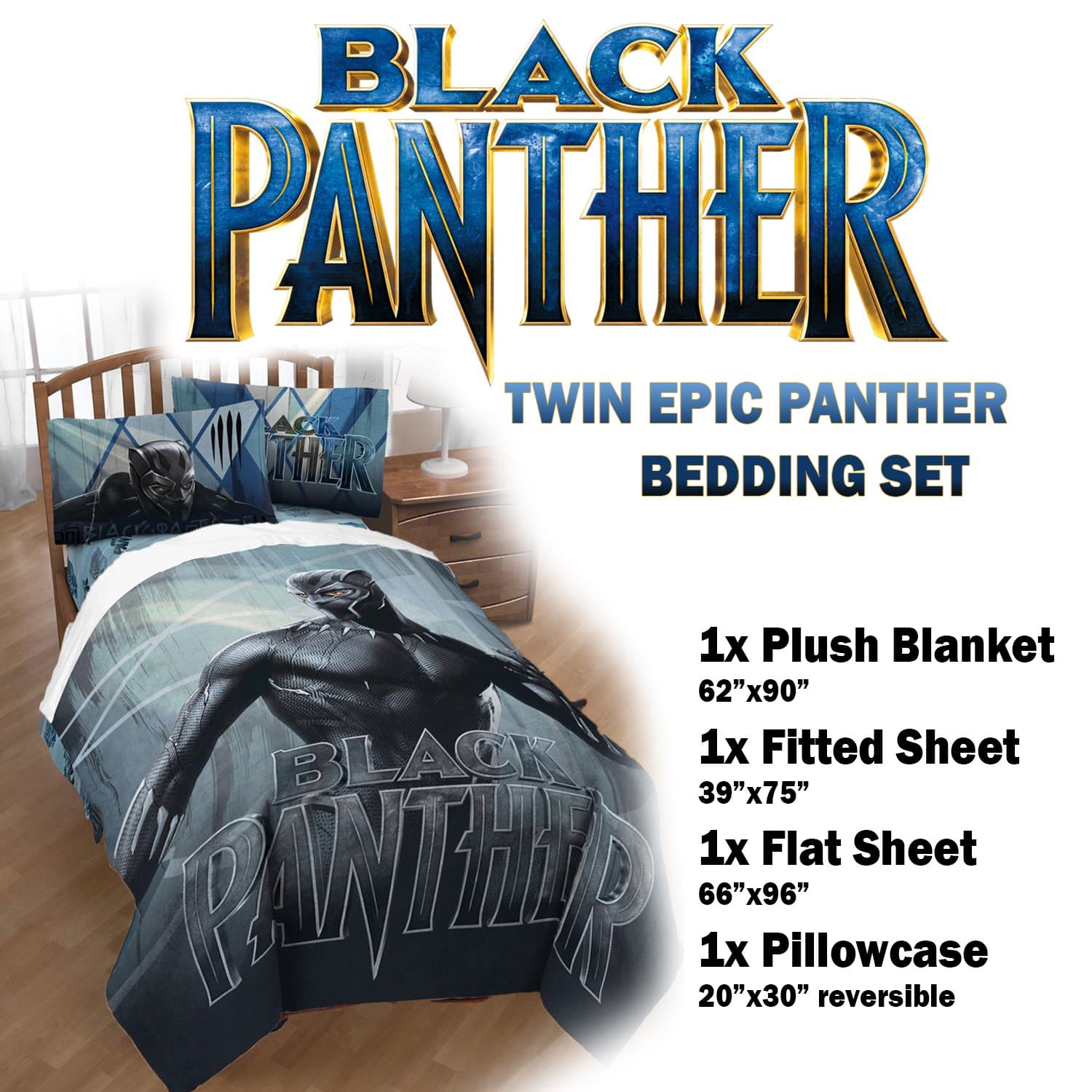 Black Panther Epic Bed Sheet and Plush Blanket