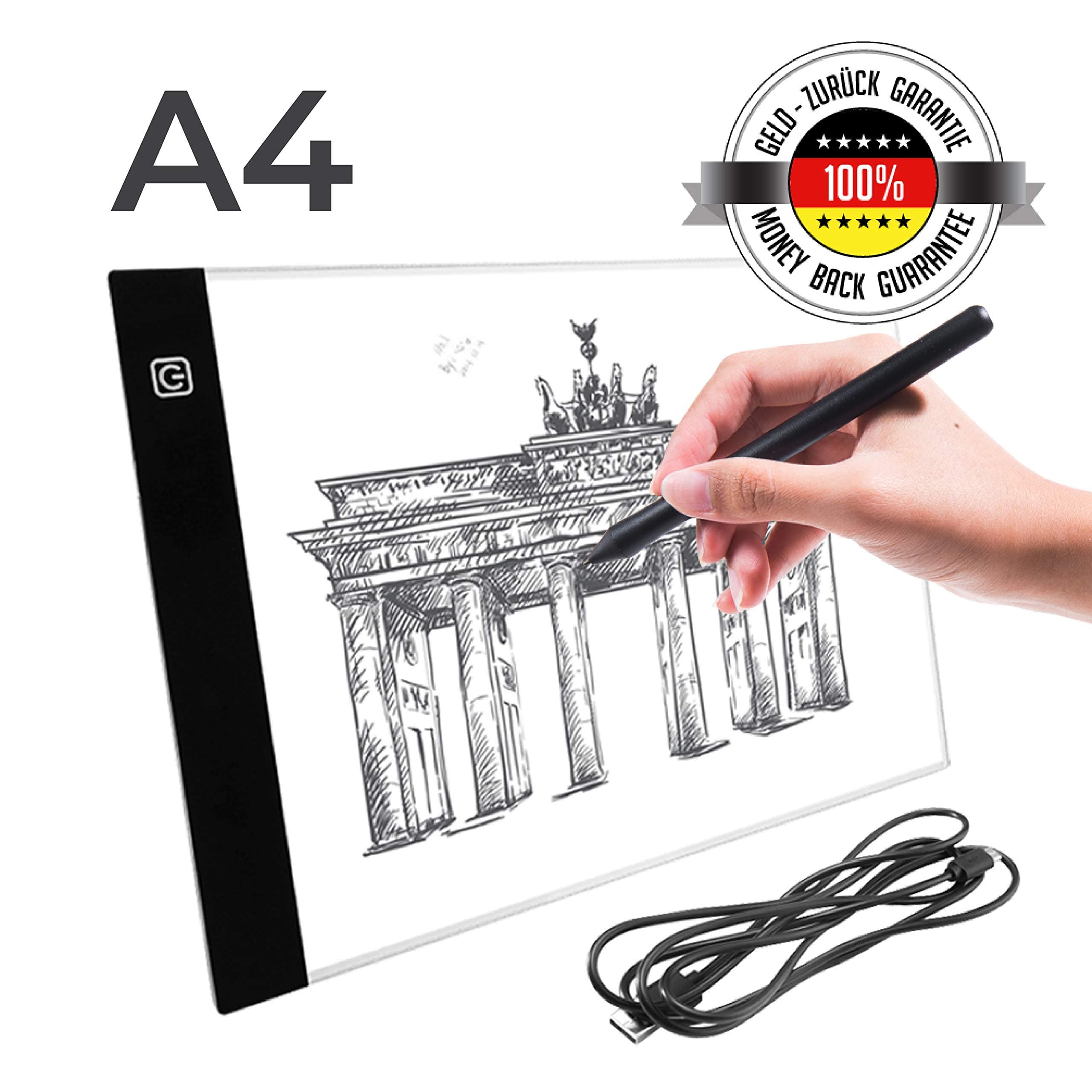 Professional LED Light Board - Super Slim Art Box Ideal for Drawing, Copying, and Tracing - Adjustable Brightness - A4