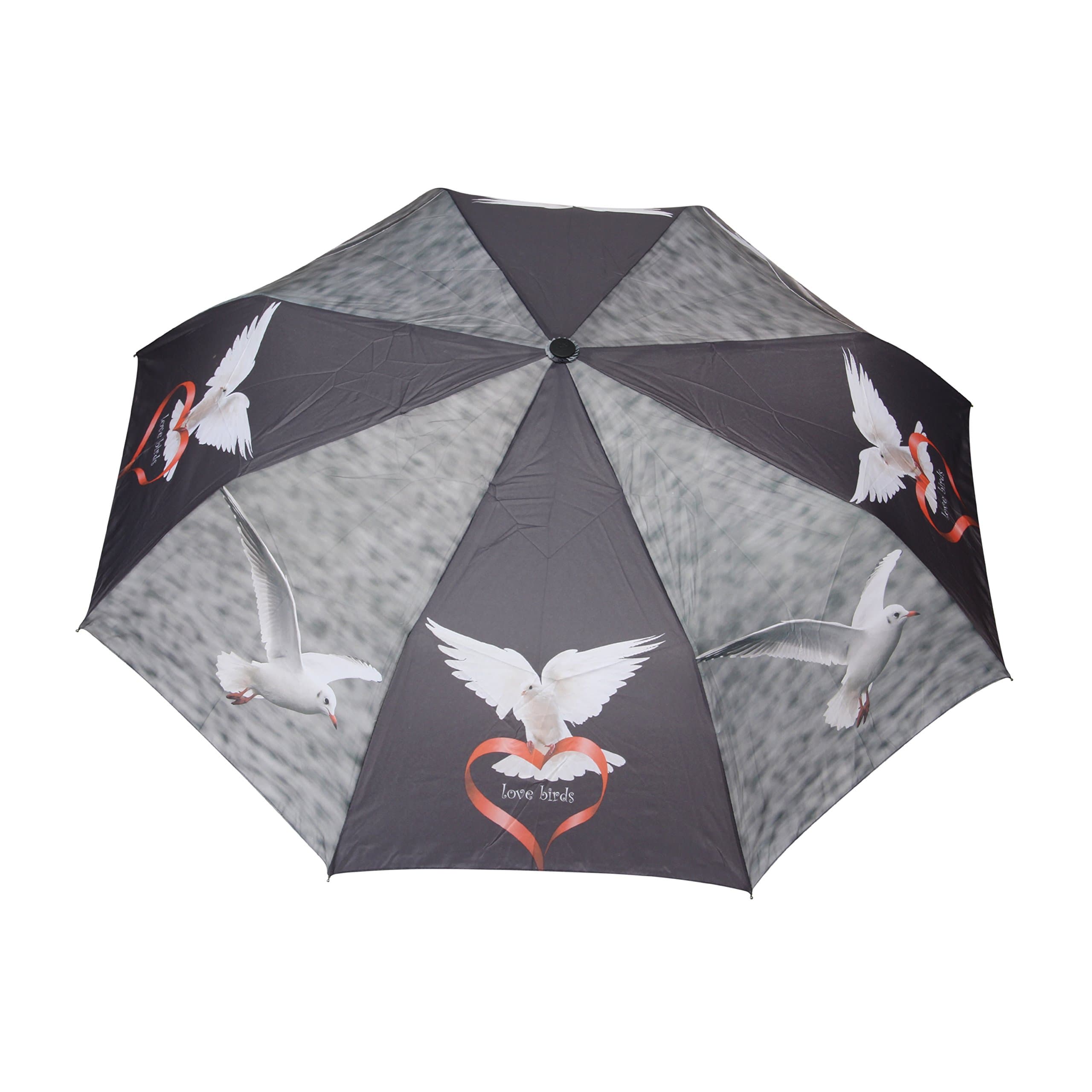 FabSeasons Grey, Bird Digital Printed, 3 Fold Fancy Automatic Umbrella for All Weather
