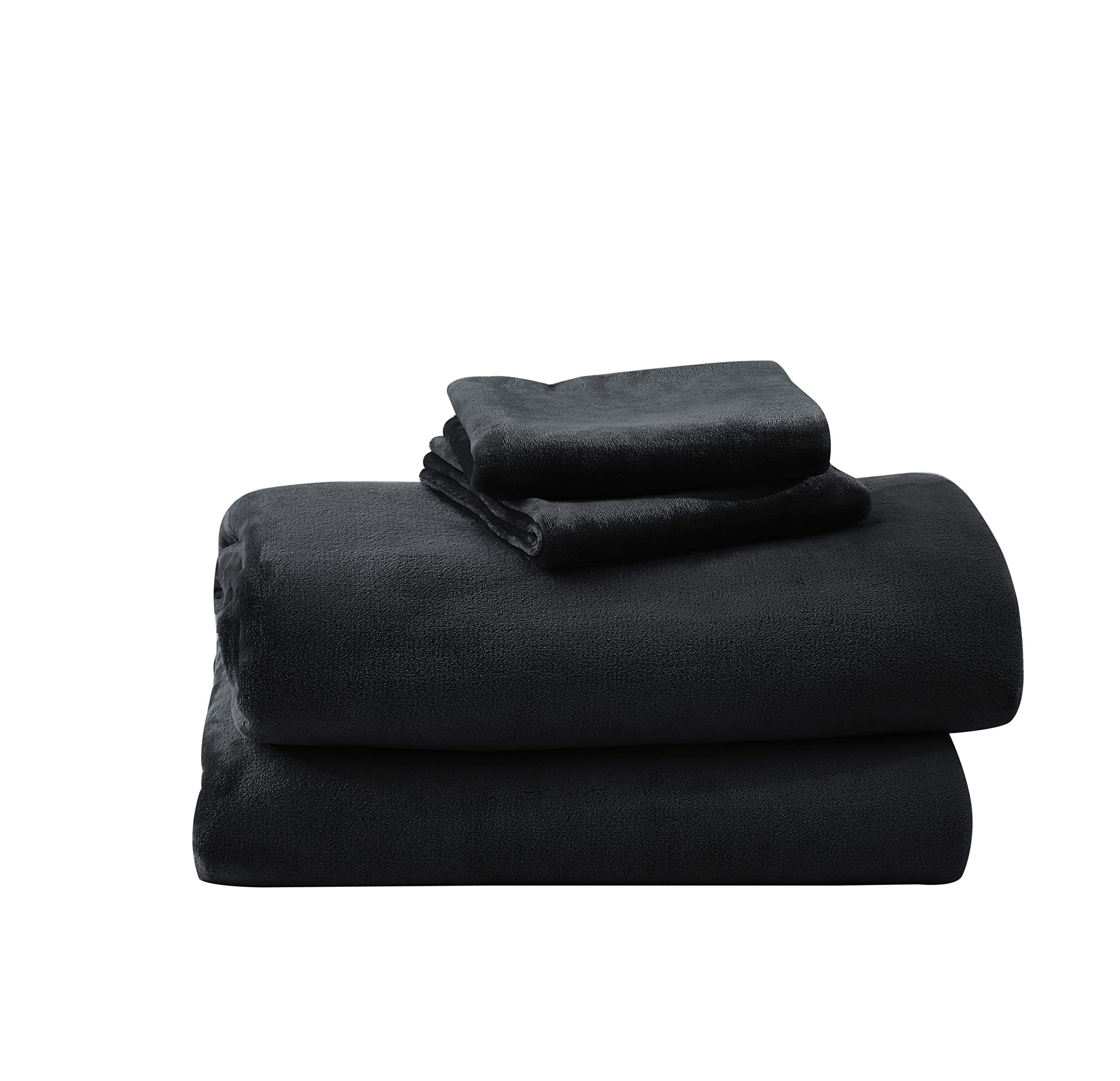 Cozy Fleece Microplush Sheet Set, California King, Black