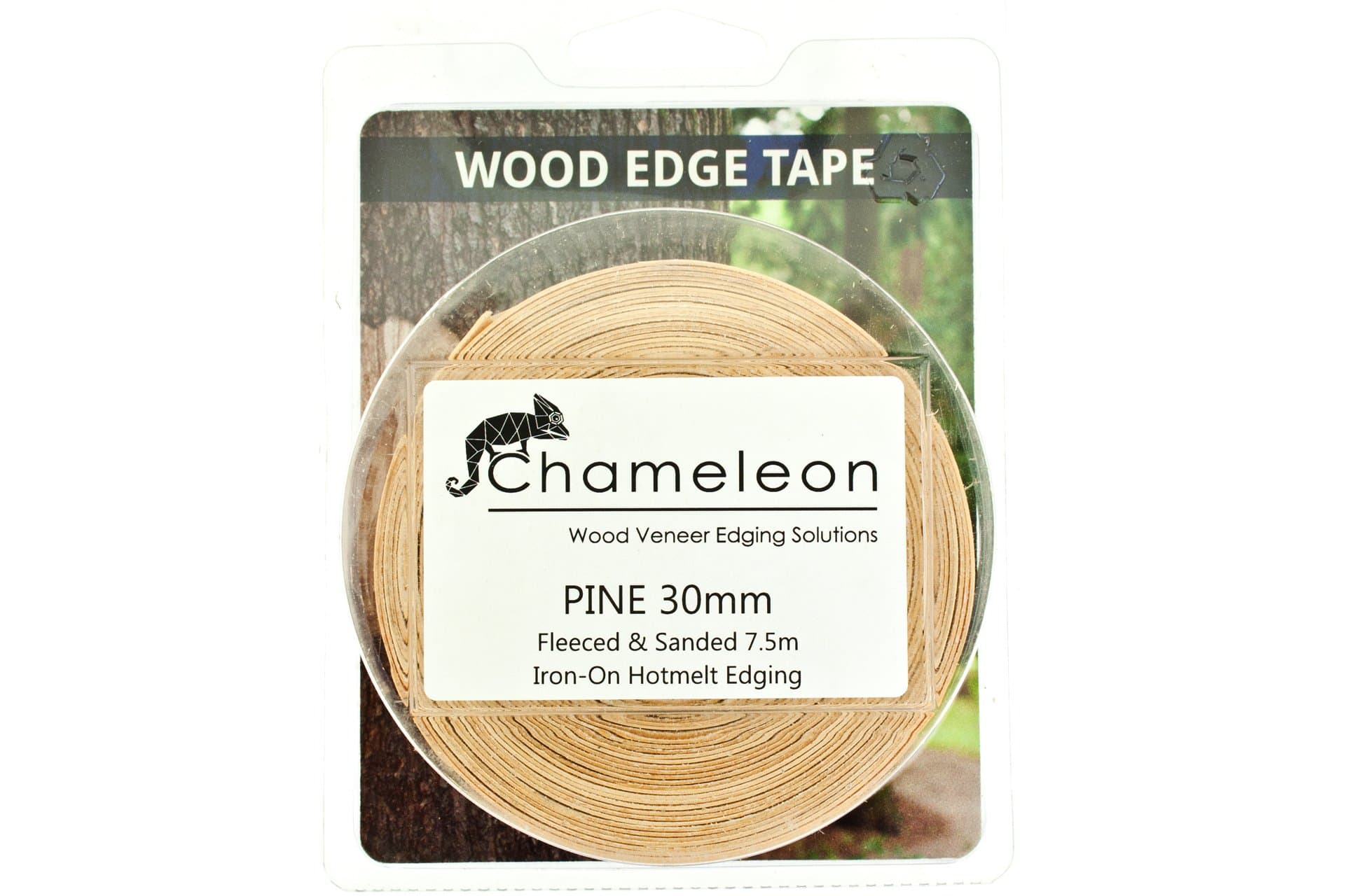 Pine Wood Veneer Edging / Veneer Edge Banding Tape (30mm width x 7.5m length) - Superior Grade Pre-Glued DIY Iron-On (Hotmelt) Fleeced & Sanded Veneer Edging Rolls