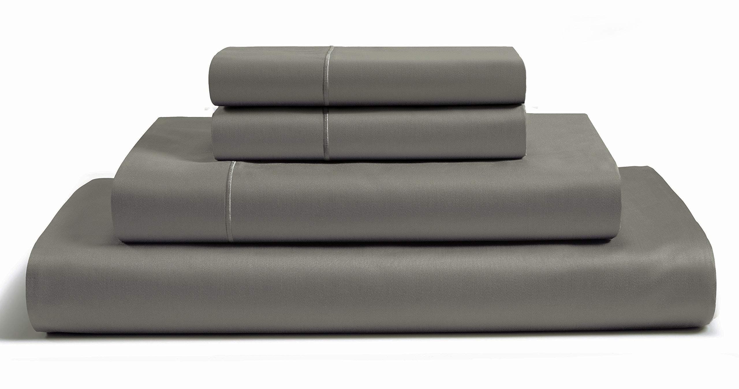 Bedding Sheets & Pillowcases, 100% Egyptian Cotton Sheets Calking Size, 800 Thread Count Dark Grey Sheet Set, Solid Sateen Weave, 16" Deep Pocket (Fits Upto 18" Mattress), Cotton Bed Sheets - Charcoal