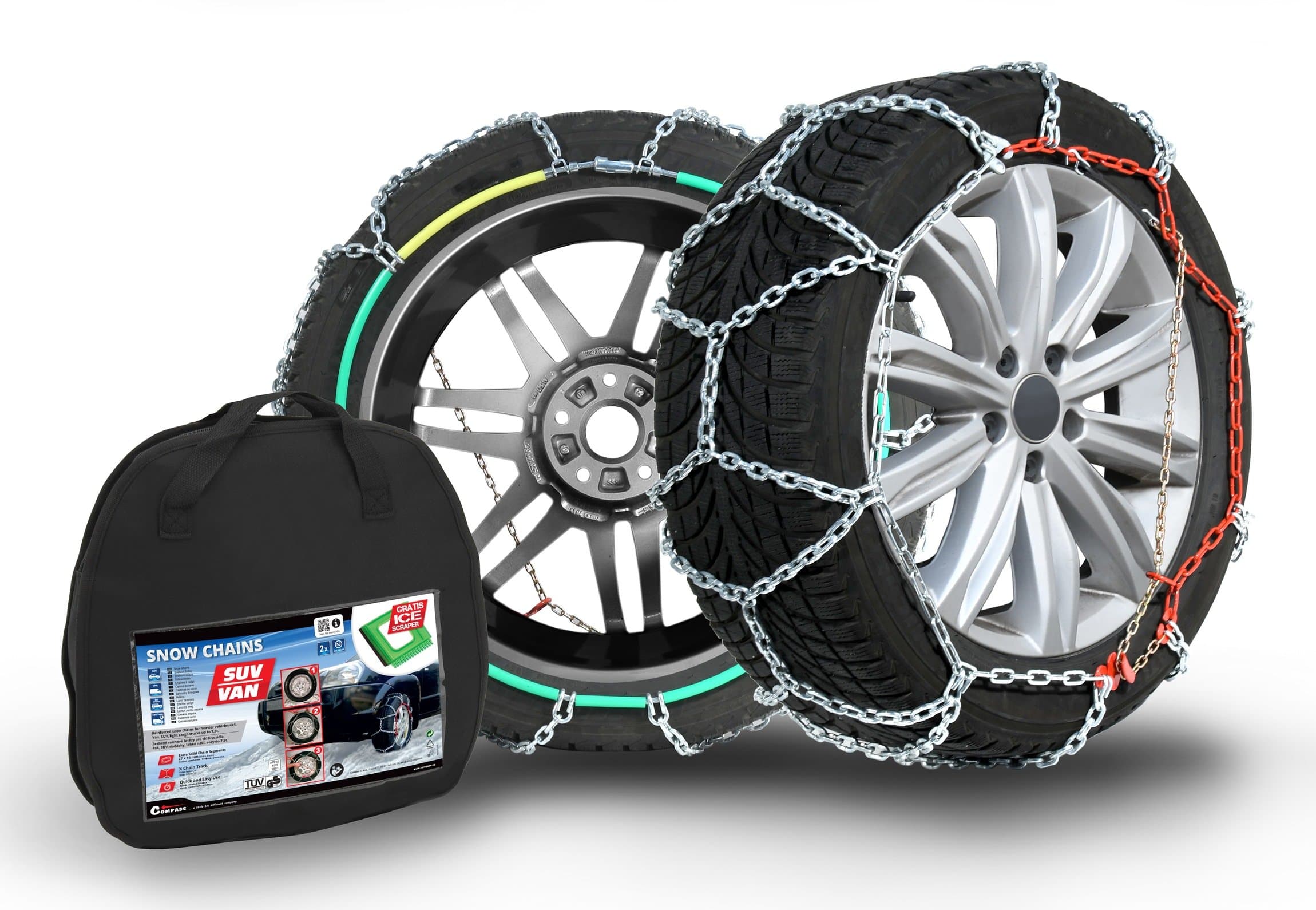 Compass SUV-Van Snow Chains for 265/60 R18 Tyres, Extra strong 16x27mm. TÜV-approved (265), 1 Pair