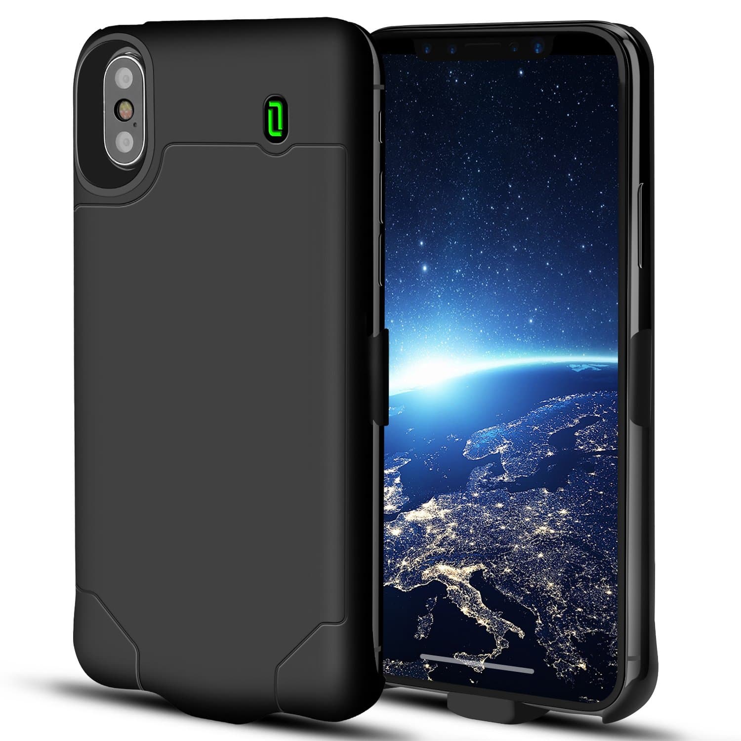 iPhone X Battery Case Support Lightning Wired Headphones, OSSKY 4000mAh Slim Rechargeable Charging Case Portable External Charger Power Case for iPhone X /10 Extended Battery Pack - Black (5.8 inch)