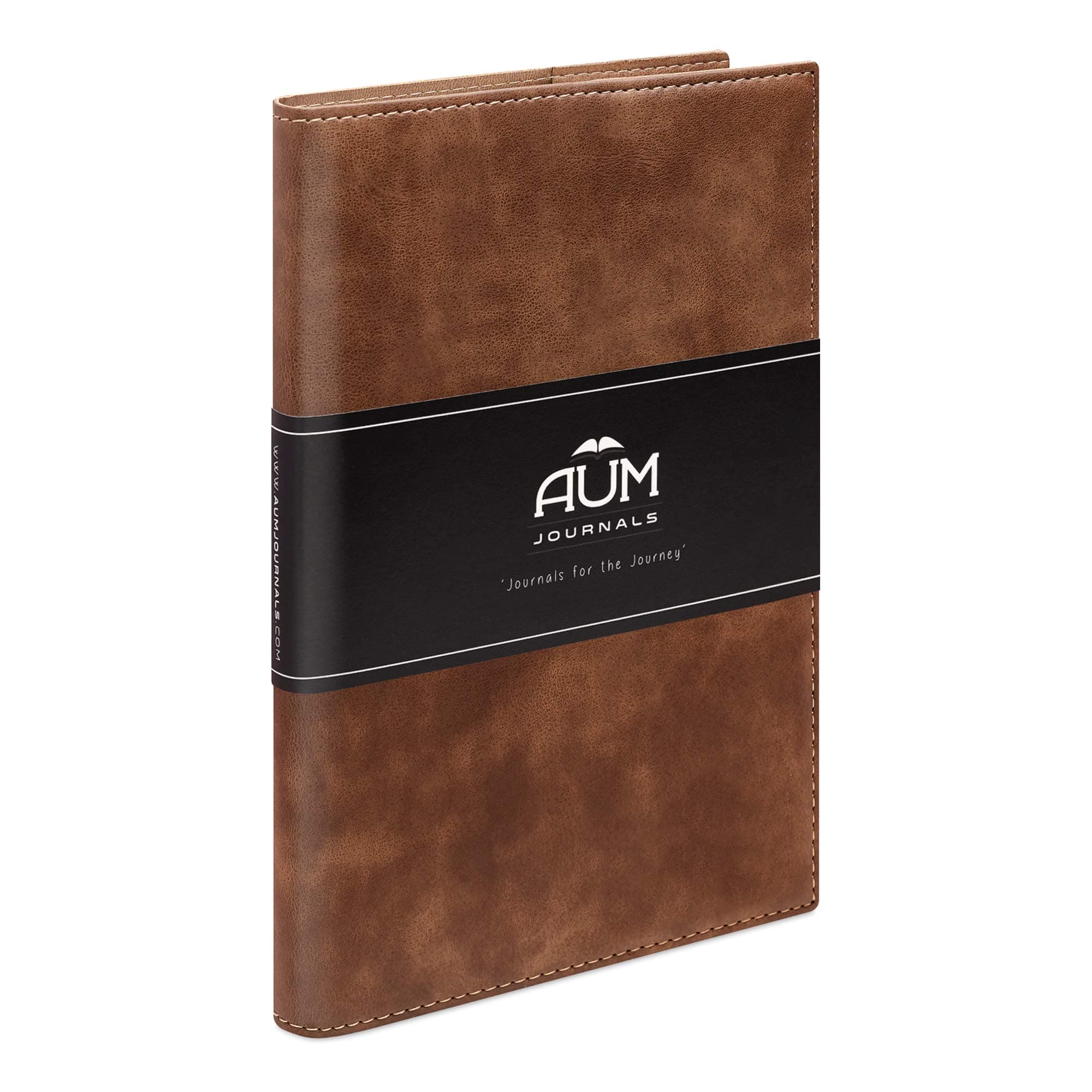 A6 Refillable Journal - Small Leather Pocket Journal Notebook - 164 RULED, Eco Friendly Pages (Aum Journals Pros - Grey)