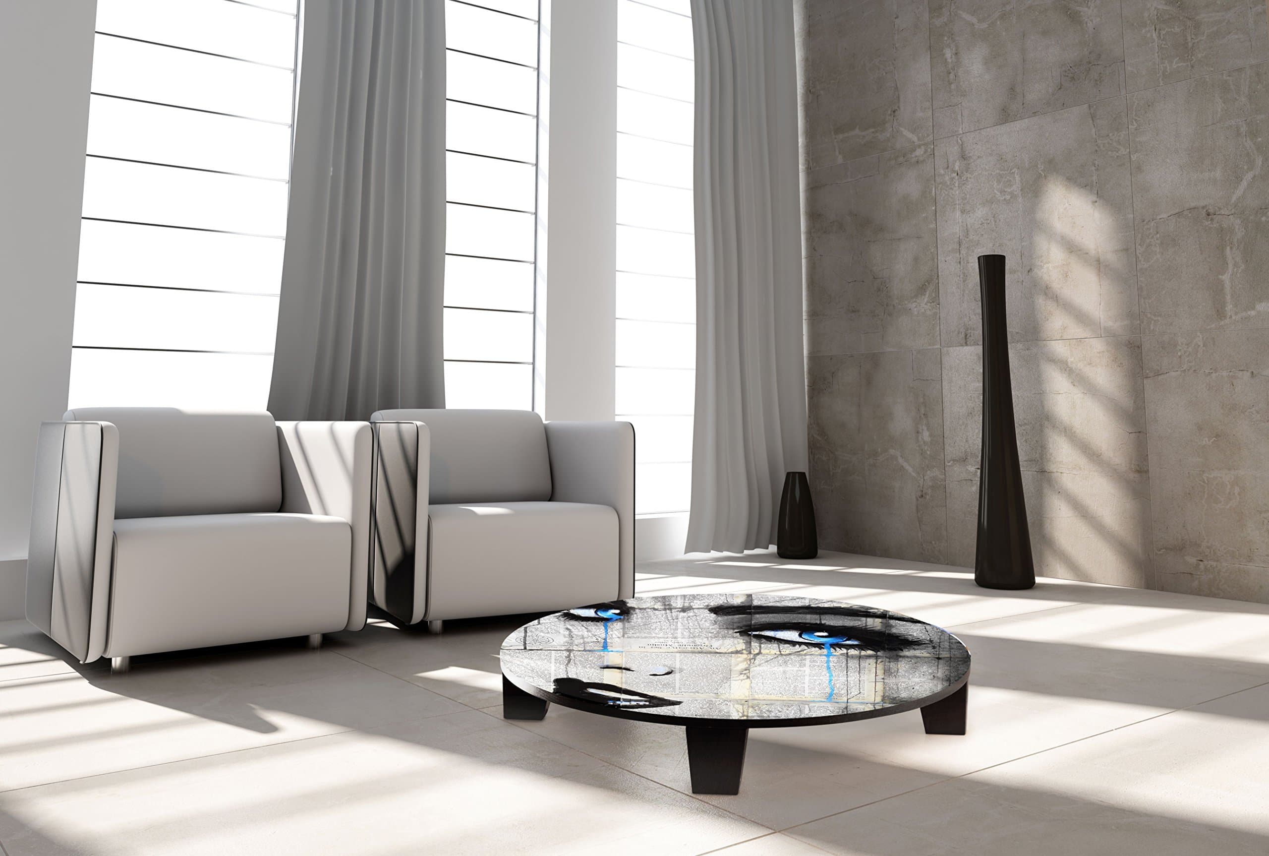 TAF DECOR "Whether" Art Coffee Table, 35" x 35" x 7.5"