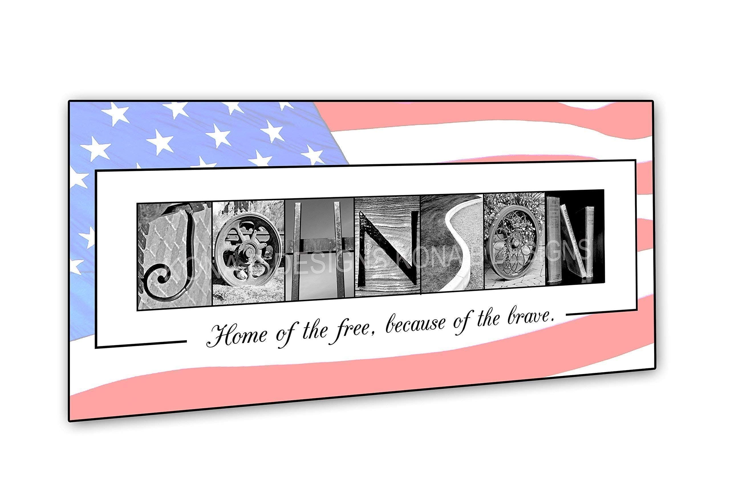 Veteran's Gift - Patriotic Gift - Military Gift - Personalized Housewarming Gift - Creative Letter Art Alphabet photography Name Sign