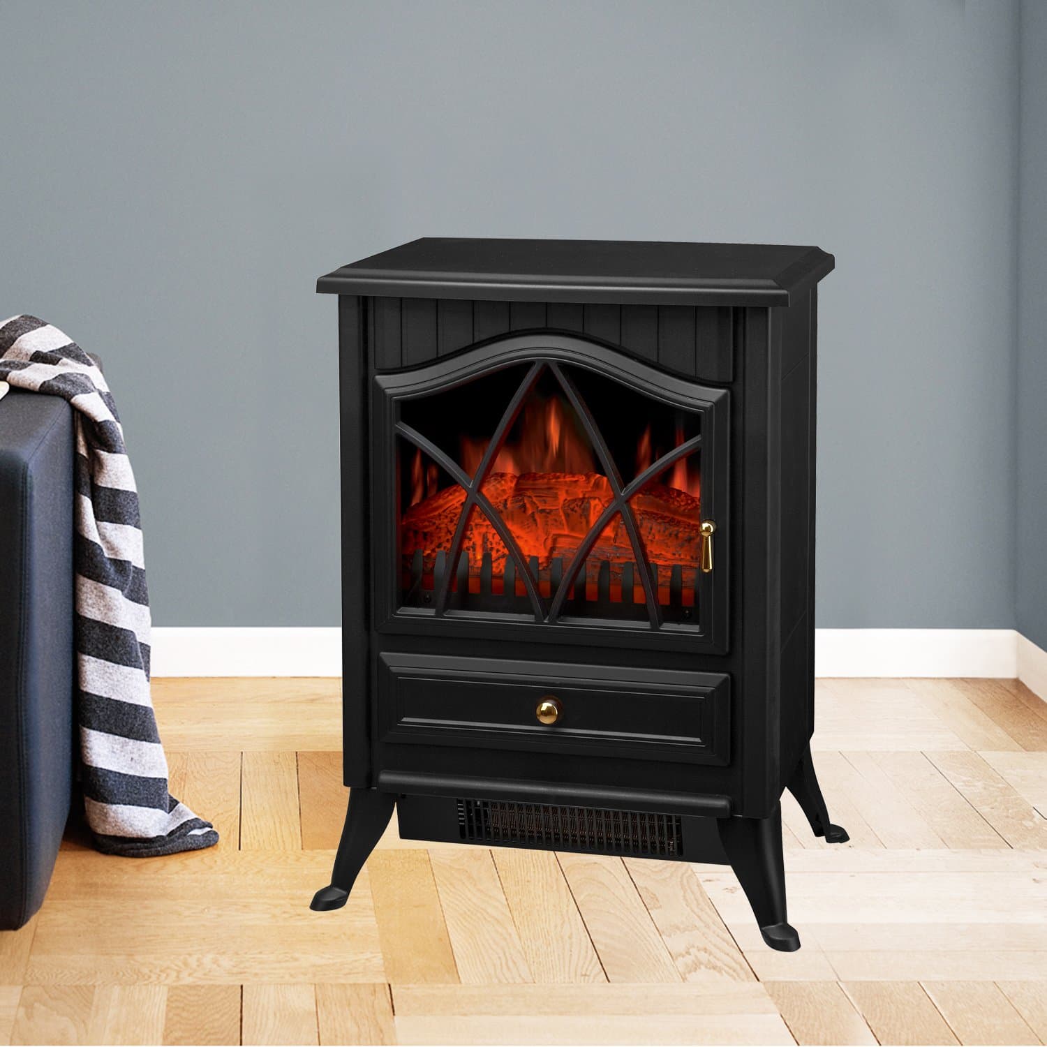 NRG Electric Fire Wall Mounted Flat Glass Electric Fire Multi Colour Flames 1Kw & 2Kw Heater with Timer