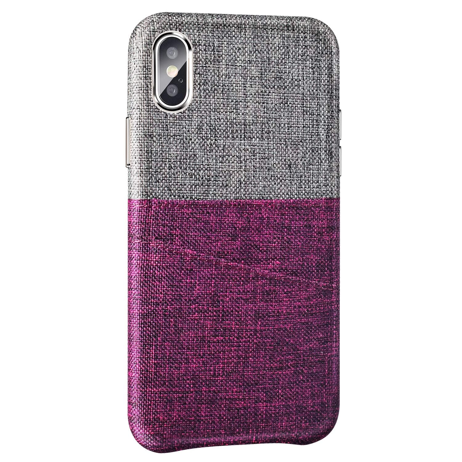 PARFASE iPhone Xs Wallet Case, iPhone Xs Case Soft Cloth Fabric Case with 2 ID Credit Card Holder Slots for Apple iPhone Xs 5.8 inch (Gray/Rufous)