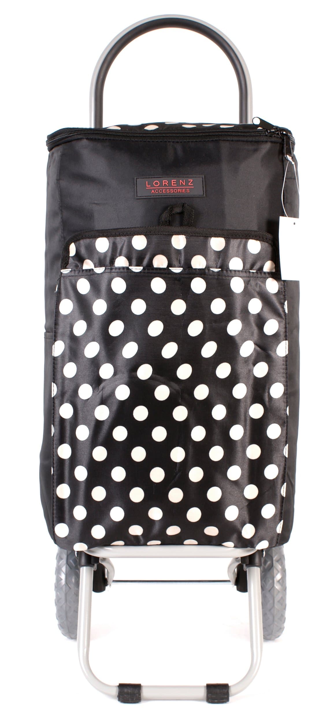 6959 Summer Black Polka Dot Cool-Bag with Insulation Two Wheeled Collapsible Shopping Trolley