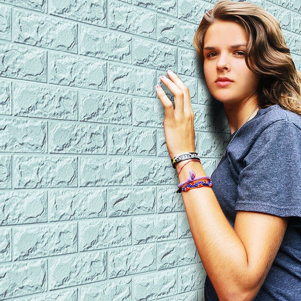 Aoukey New PE Foam 3D Wallpaper DIY Wall Stickers Wall Decor Embossed Brick Stone Foam Tile Wall Sticker