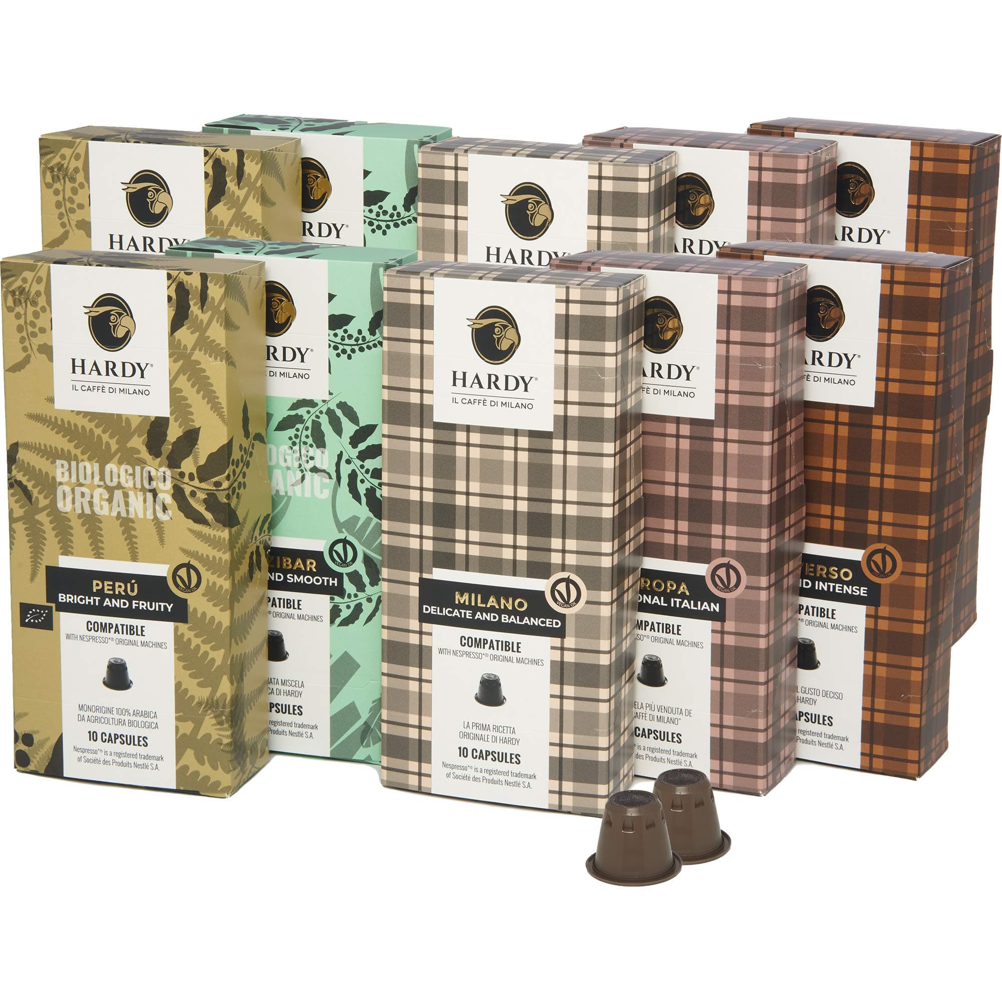 Caffe Hardy Italy Espresso Capsules Variety Pack, 100 Single Cup Coffee Pods Compatible with Nespresso Original Machines, Family-owned in Milan since 1954