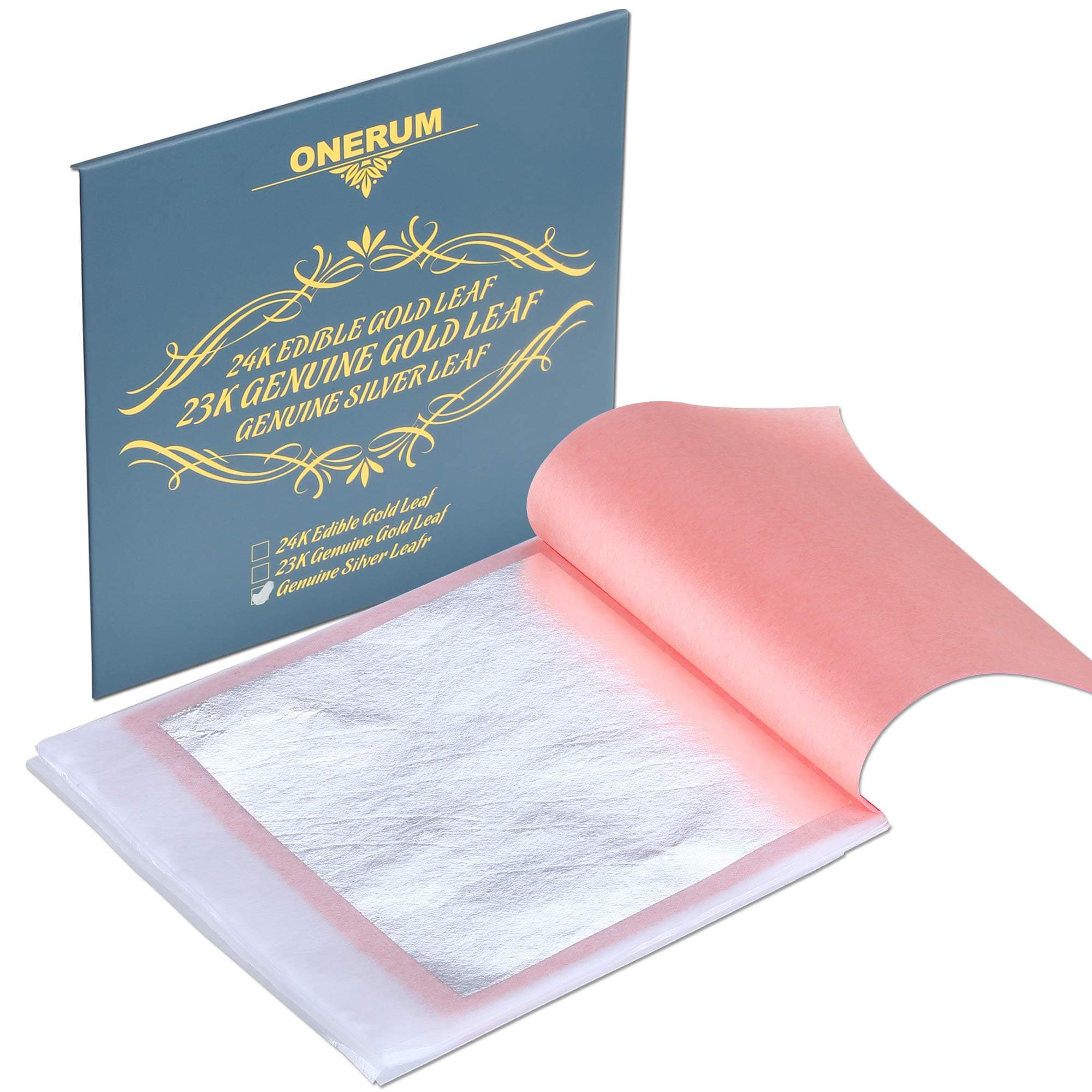 ONERUM 25 Sheets Pure Transfer SilverLeaf Used for Decoration on Arts and Crafts Frames Furntiures Sheet