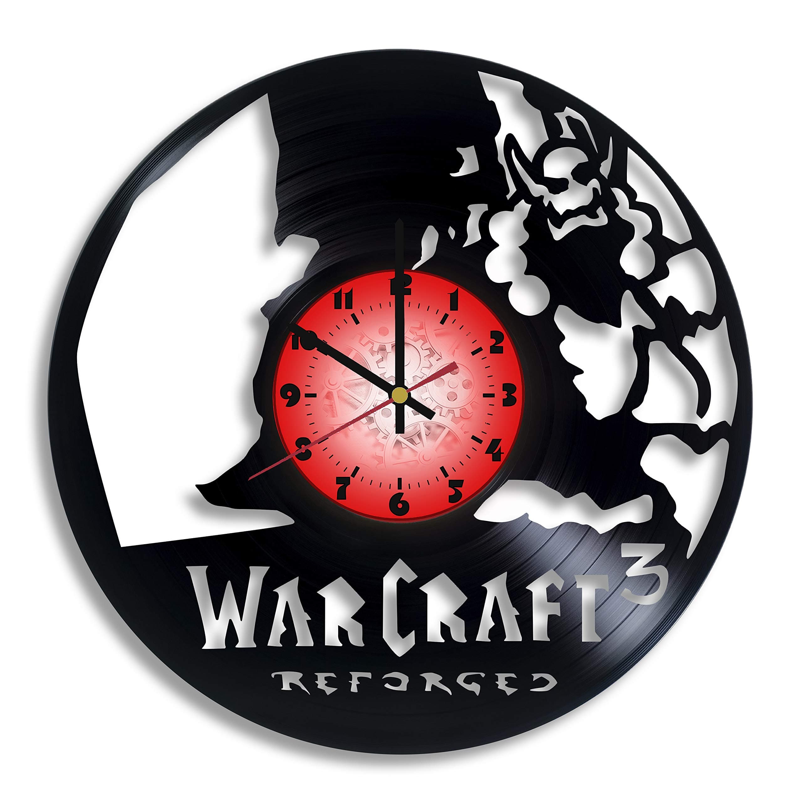 Warcraft III: Reforged Computer Game Logo Handmade Vinyl Record Wall Clock, Warcraft III: Reforged Kitchen Decor, Warcraft III: Reforged Gift for him and her