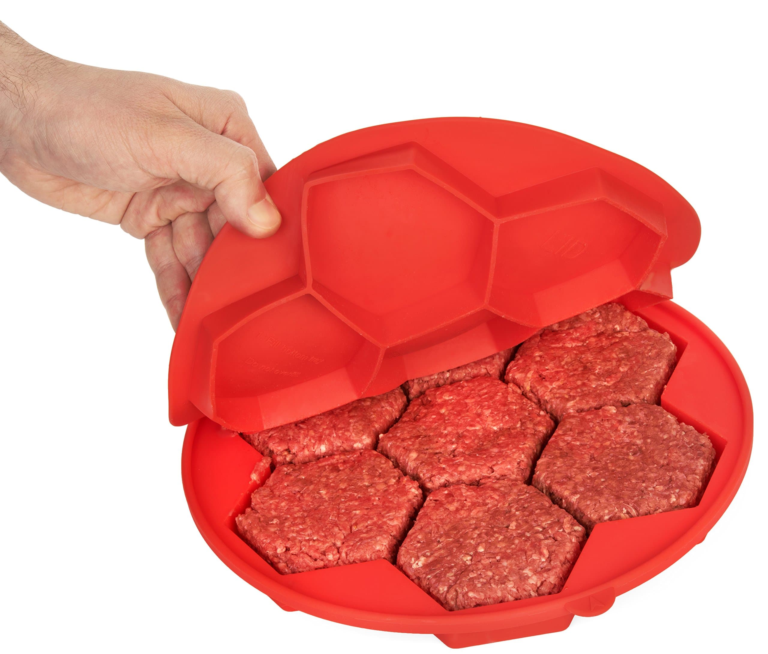 Burger Expert Silicone Burger Press (7-in-1 Design) – Stuffed Hamburger Patty Maker Makes Larger, Thicker, Juicier Meat and Kid-Friendly Sliders – Non-Stick Kitchen and Grill Accessories