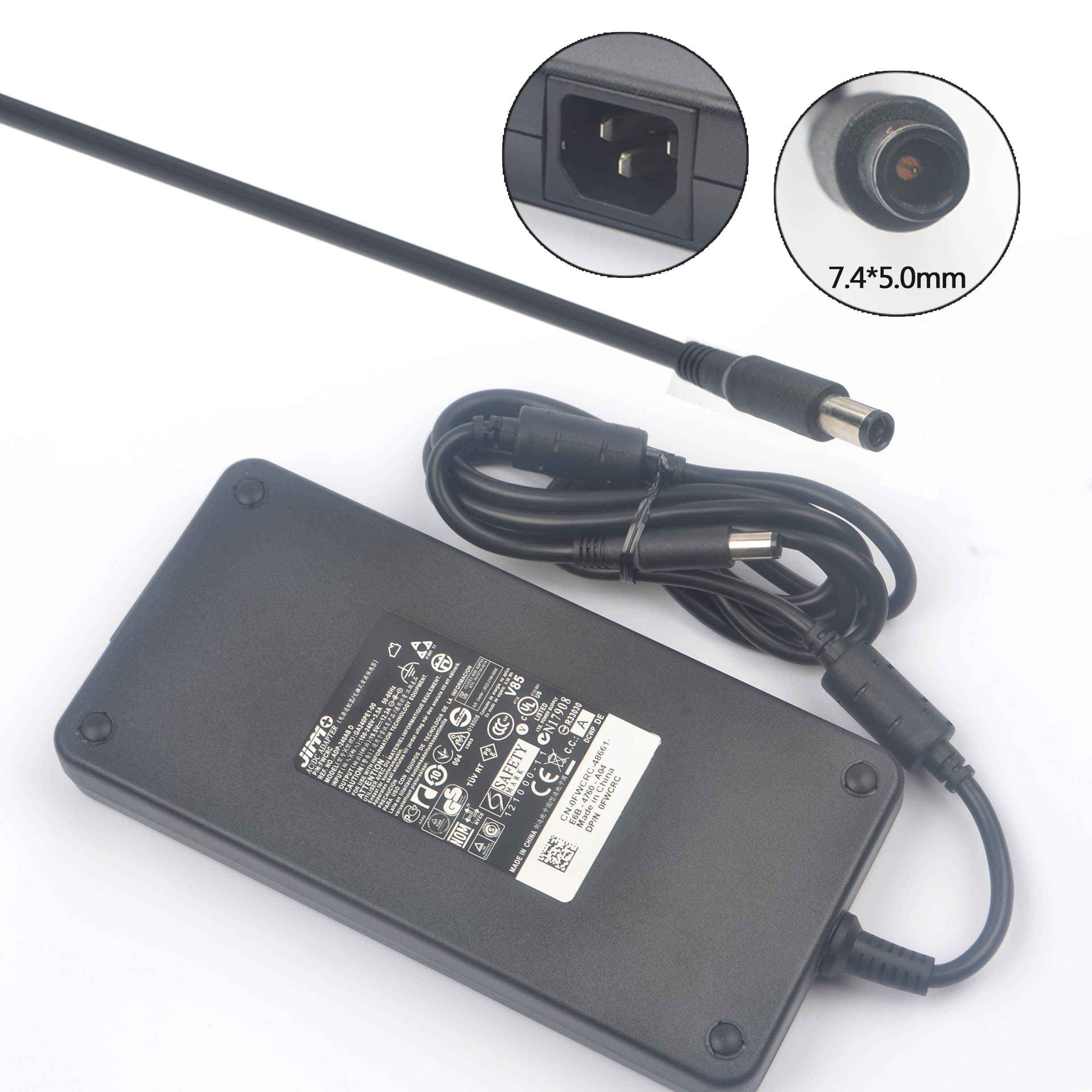 Jimm 240W 12.3A 19.5V PA-9E AC Adapter for Dell Alienware M18x M17X M15x R2 R3 R4,Dell Precision M6600 M6500,Dell Inspiron XPS M1730 M1710 Charger & Power Cord P/N:GA240PE1-00 J211H 0J938H FHMD4