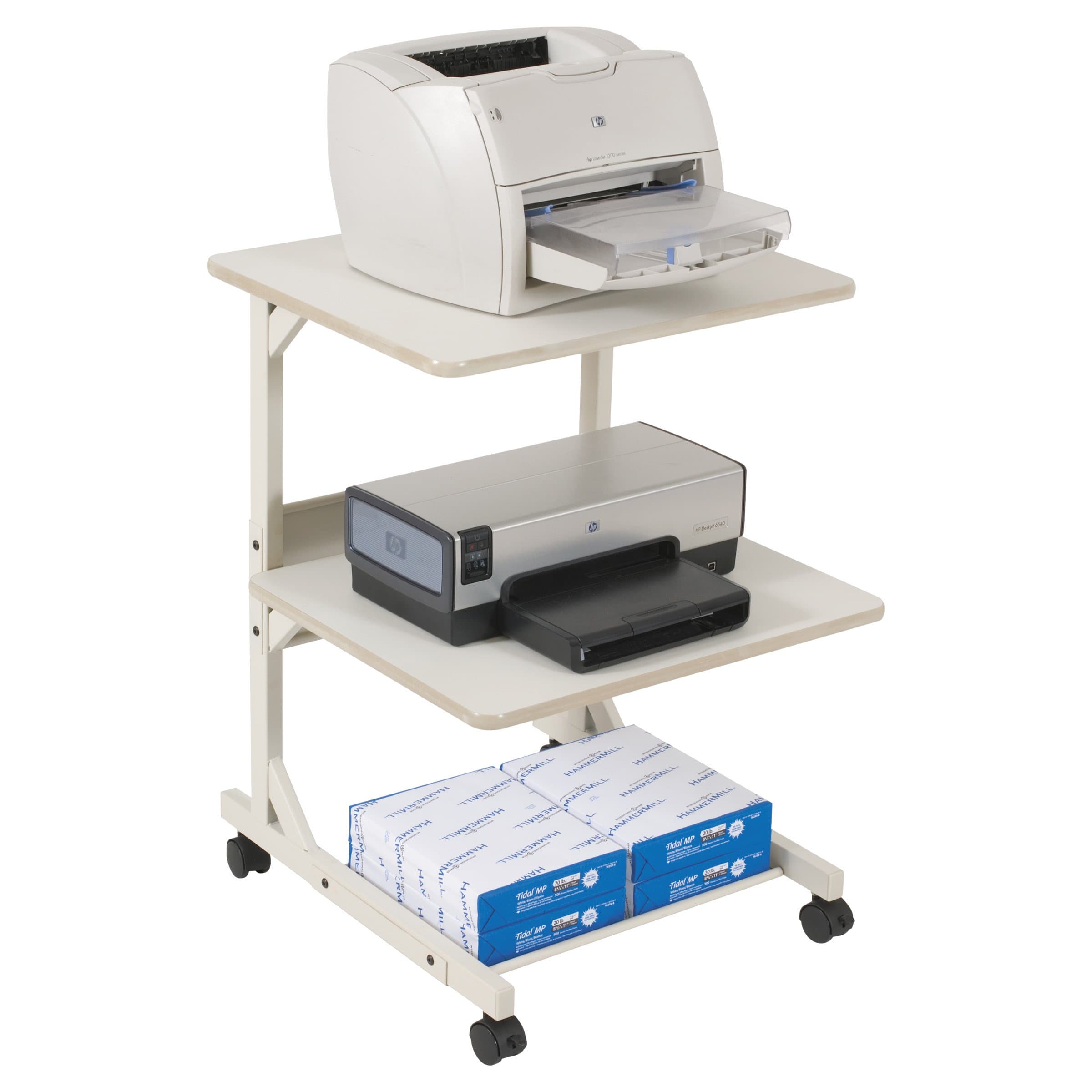 MooreCo Dual Laser Printer Stand – Printer Cabinets & Stands (609.6 x 609.6 x 787.4 mm, White)