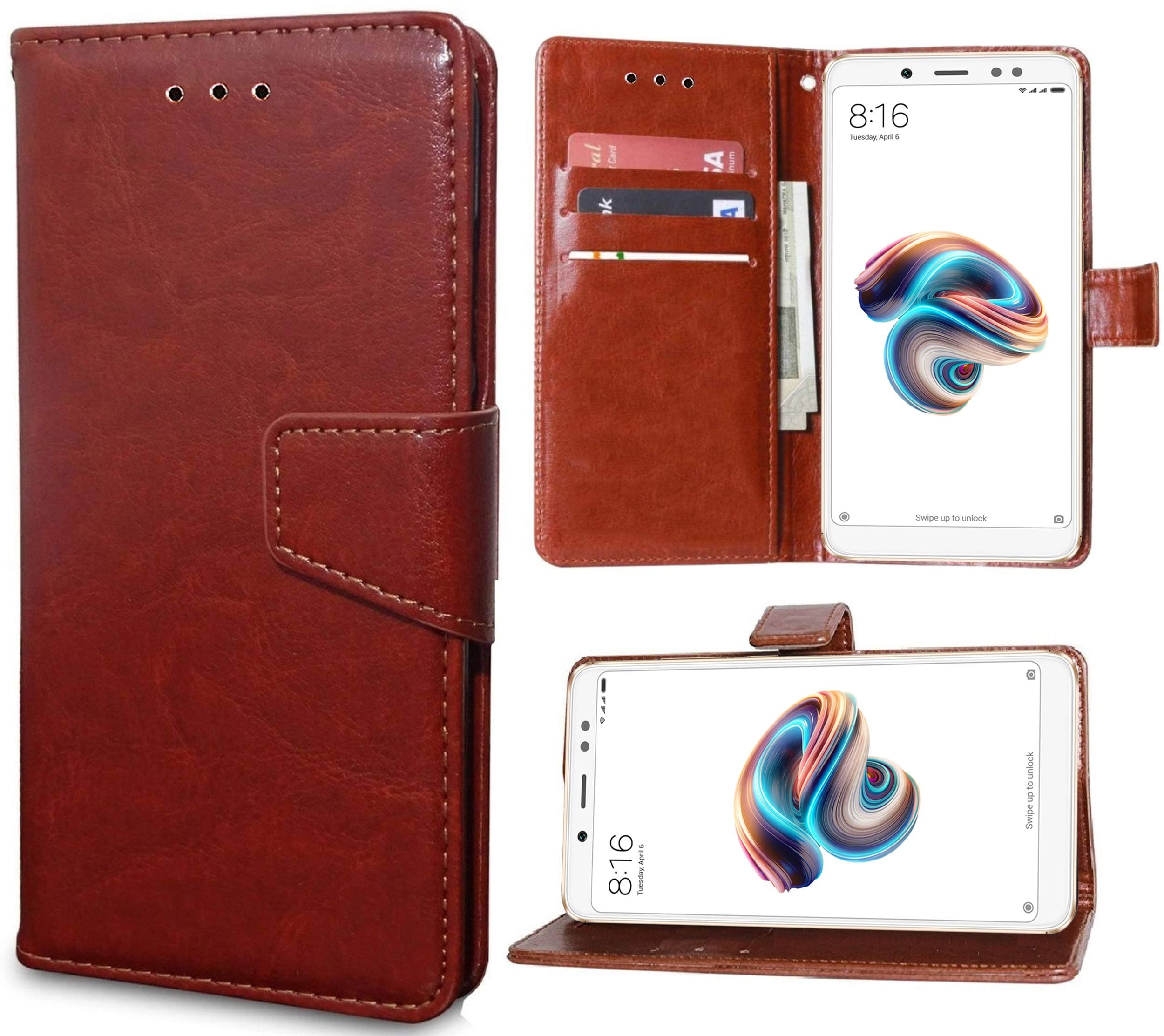 For Mi Redmi Note 5 Pro - Unistuff® Impact Resistant Wallet Folio Flip Cover with [Magnetic Loop][1 Cash/Bills slot][3…
