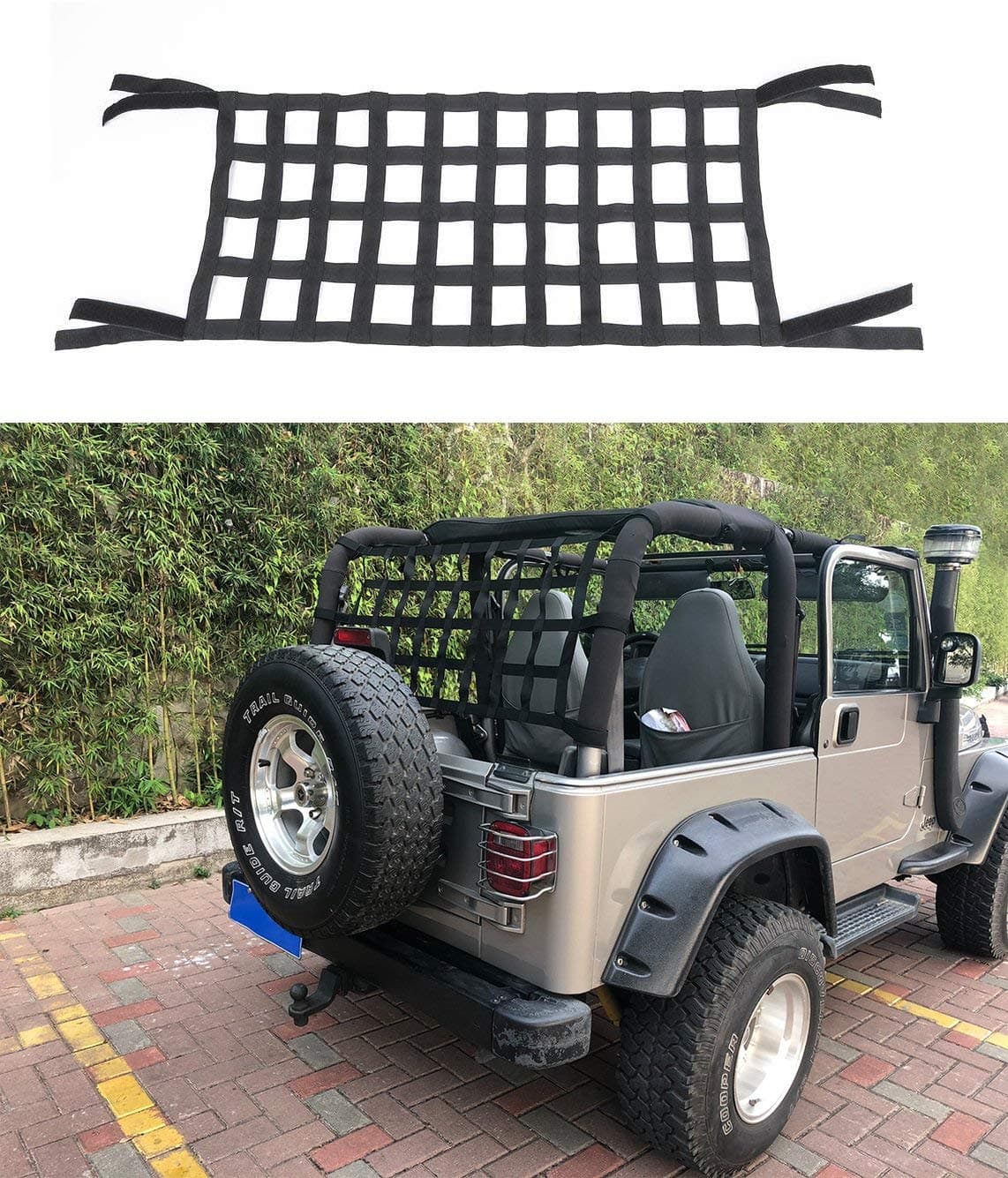Miners2000 Rear Top Cargo Net Car Hammocks Bed Net Rest Oxford Cloth Car Roof Hammock for YJ, TJ, YJ,JK,JL (156x48cm)