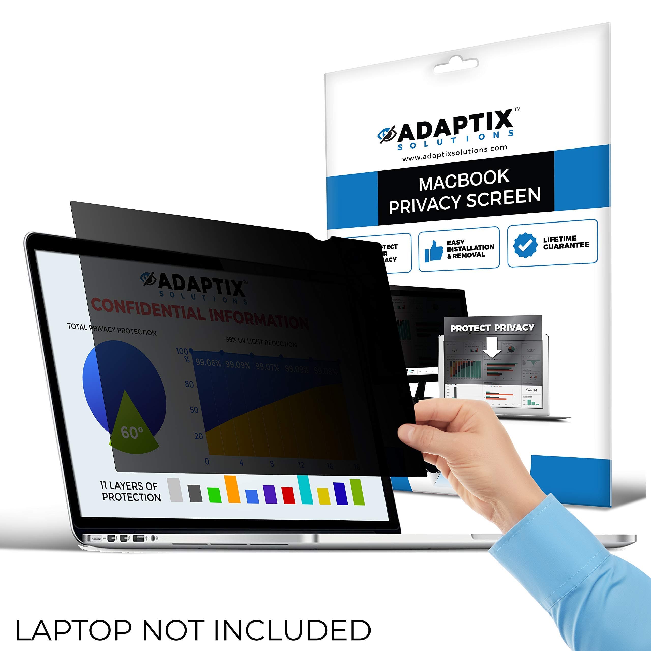 Adaptix MacBook Compatible – 13" Privacy Screen for MacBook Air – Anti-Glare, Anti-Scratch, Blocks 96% UV – Blue Light Screen Filter Protector [Late 2010-2017] (APSMA13)!